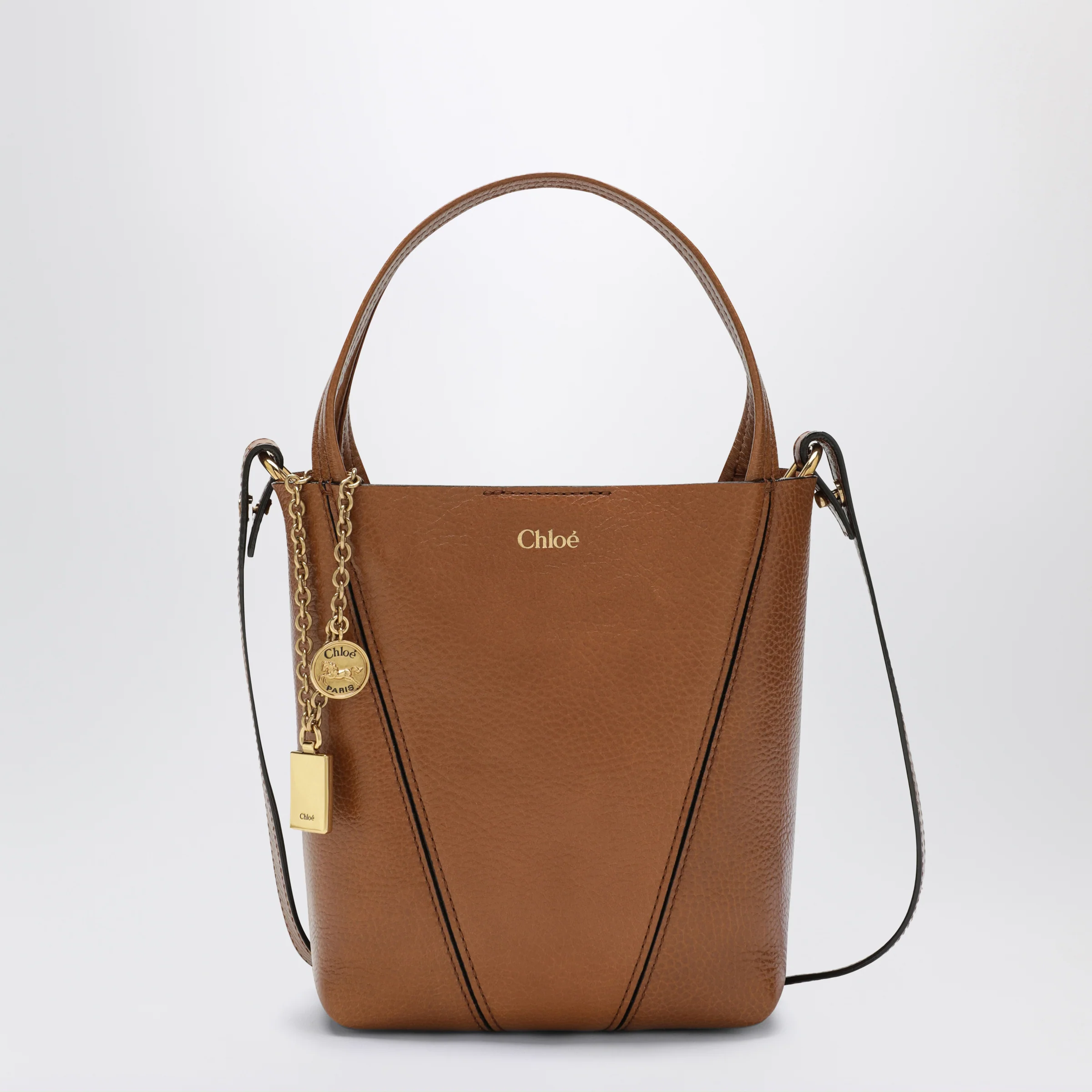 Chloé Small Spin brown leather tote bag