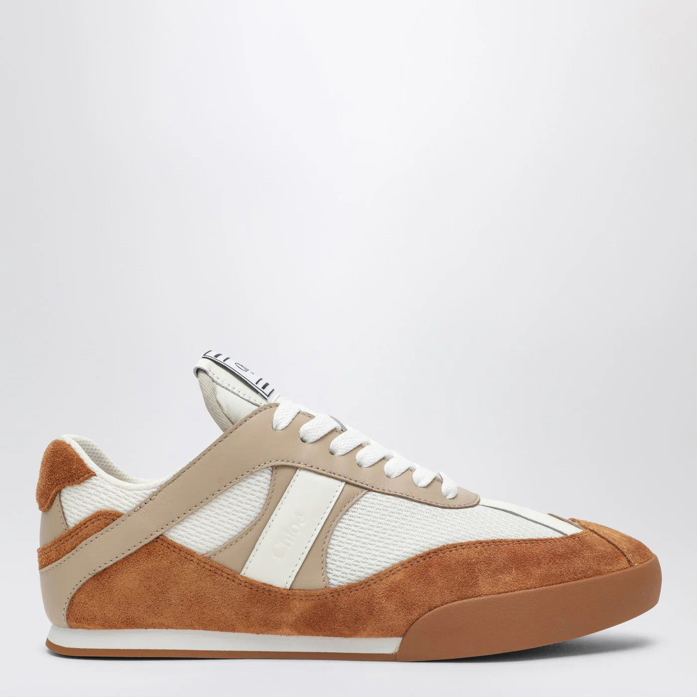 Chloé Kick brown and white sneakers in mesh and leather