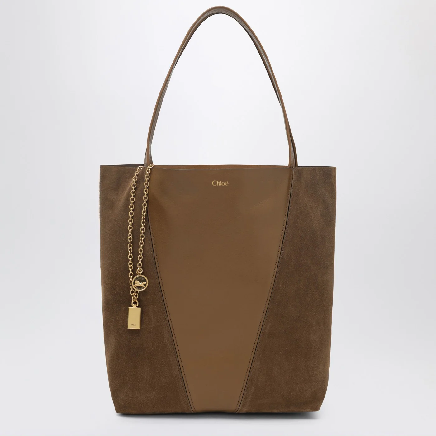 Chloé Spin tote bag in leather and suede khaki