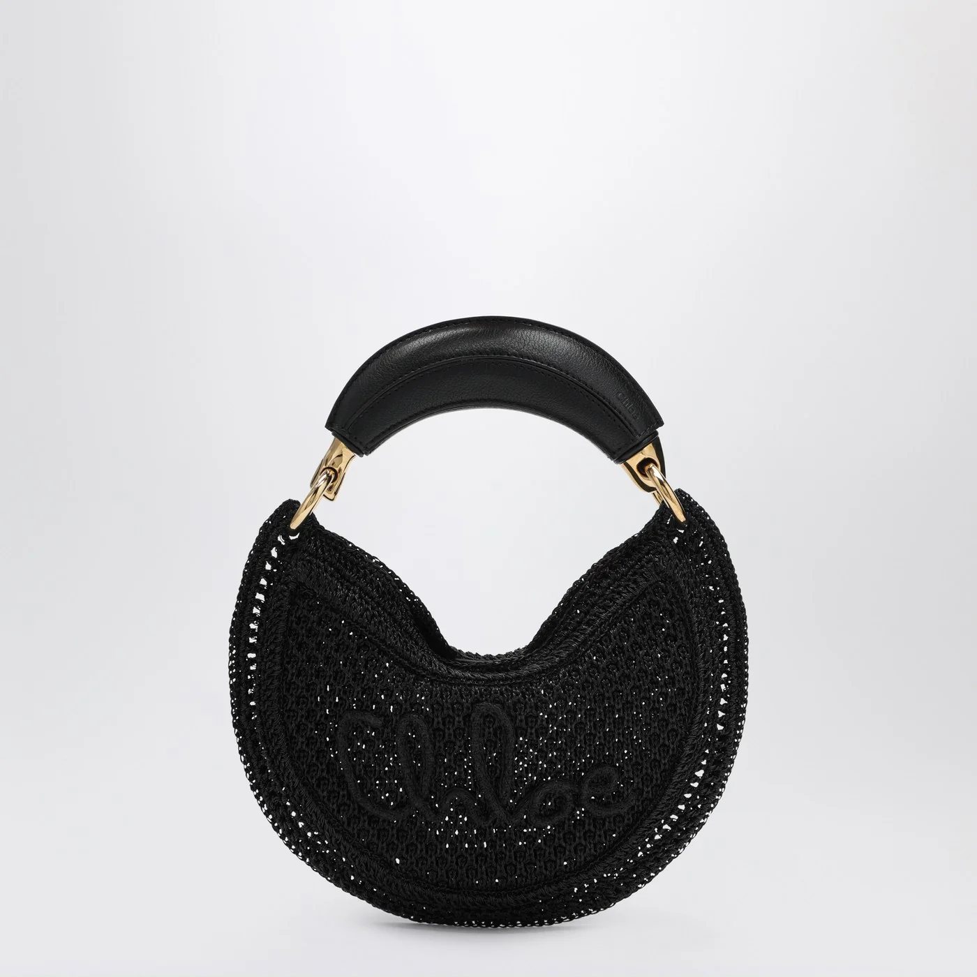 Chloé Mini Summer Banana hobo bag in black crochet with leather details