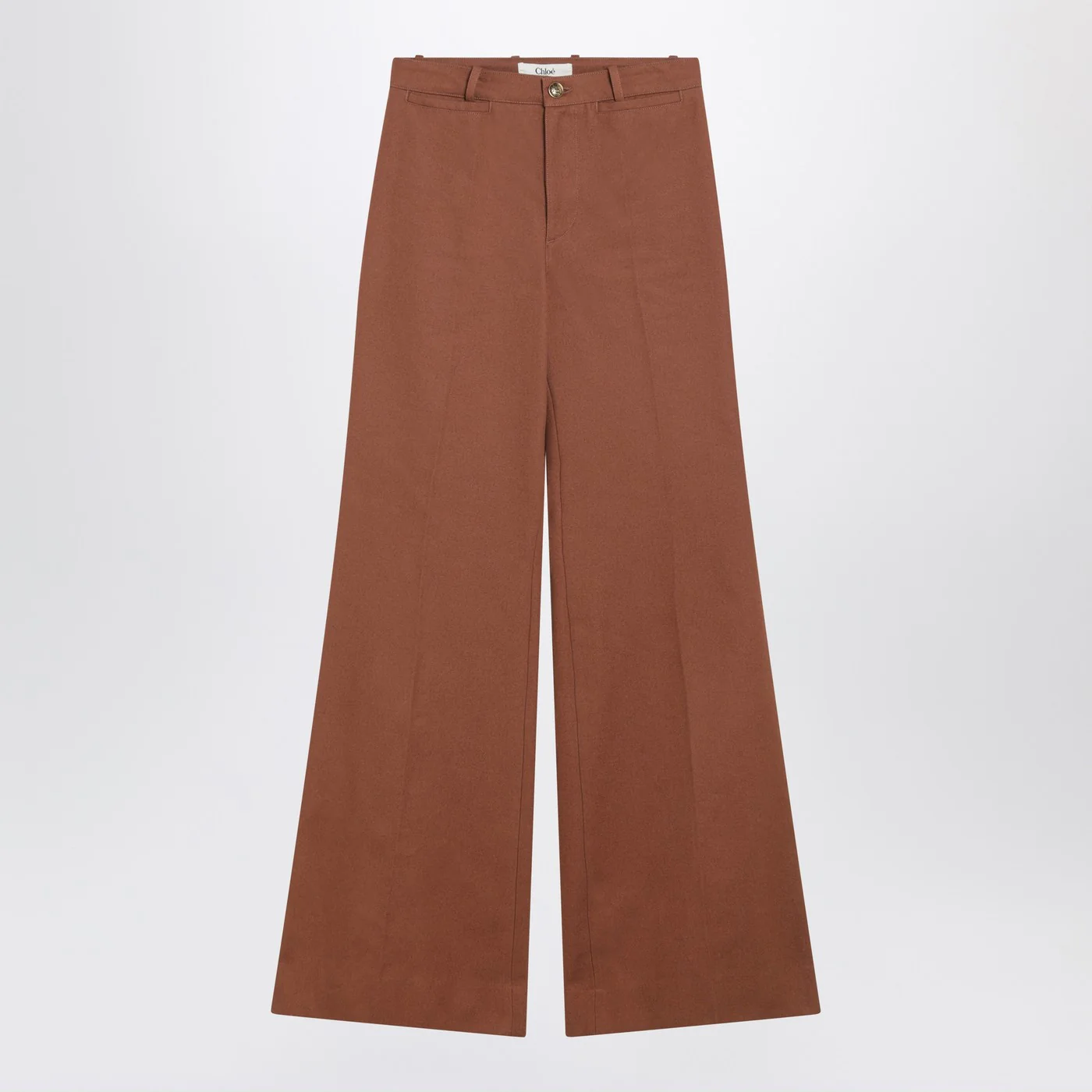 Chloé Flared cotton trousers in nougat colour