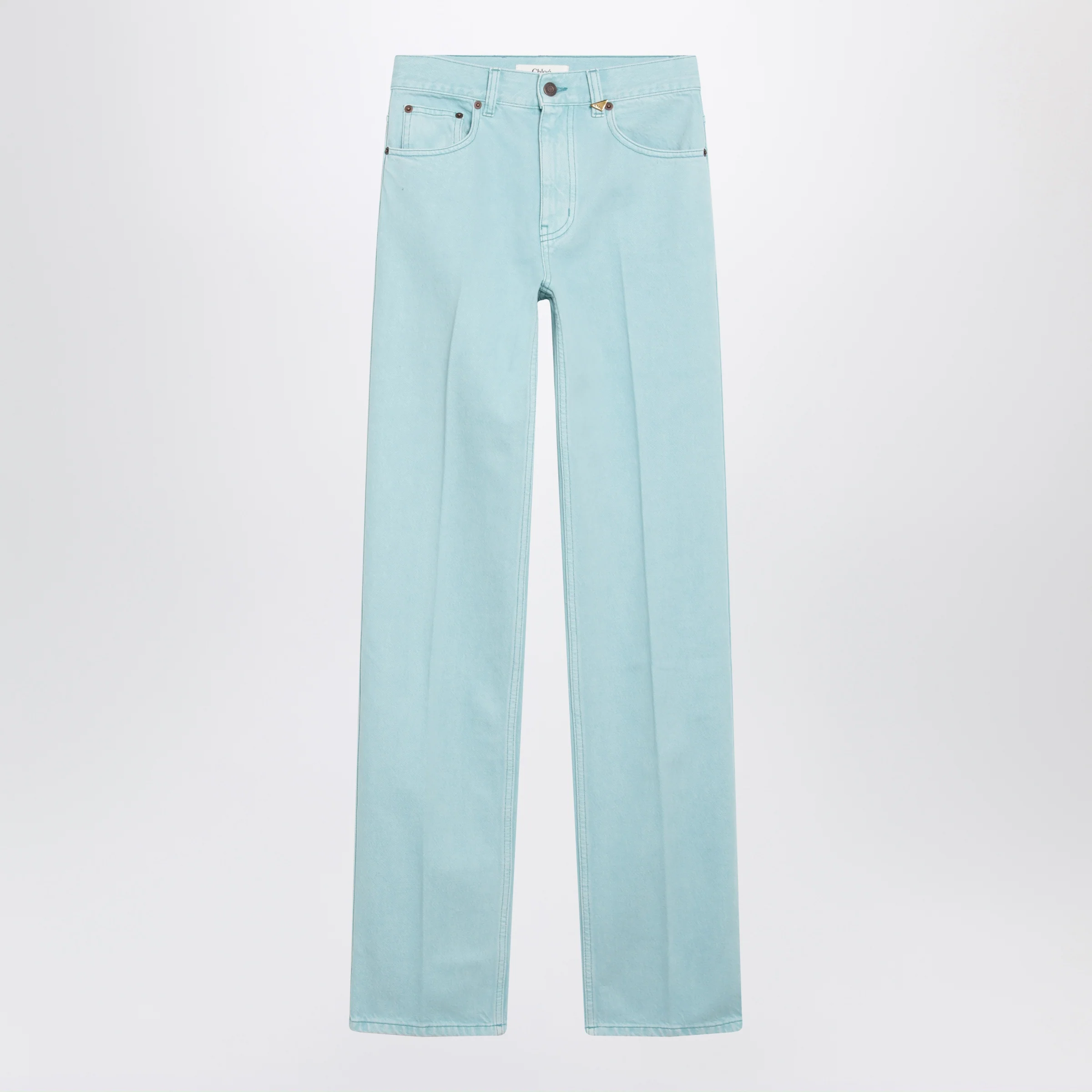 Chloé Straight jeans in turquoise organic cotton denim