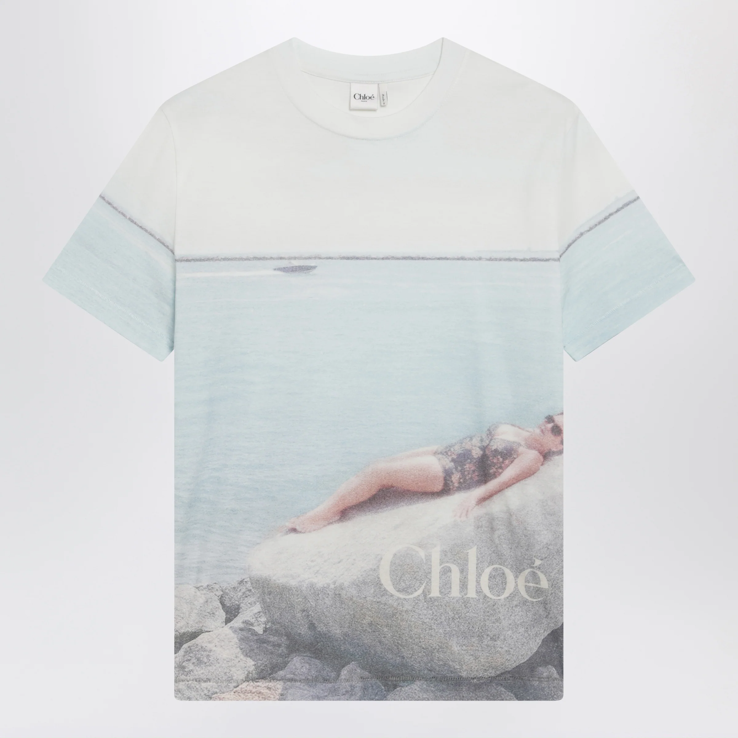 Chloé Crewneck logo T-shirt in cotton jersey, Iconic Milk