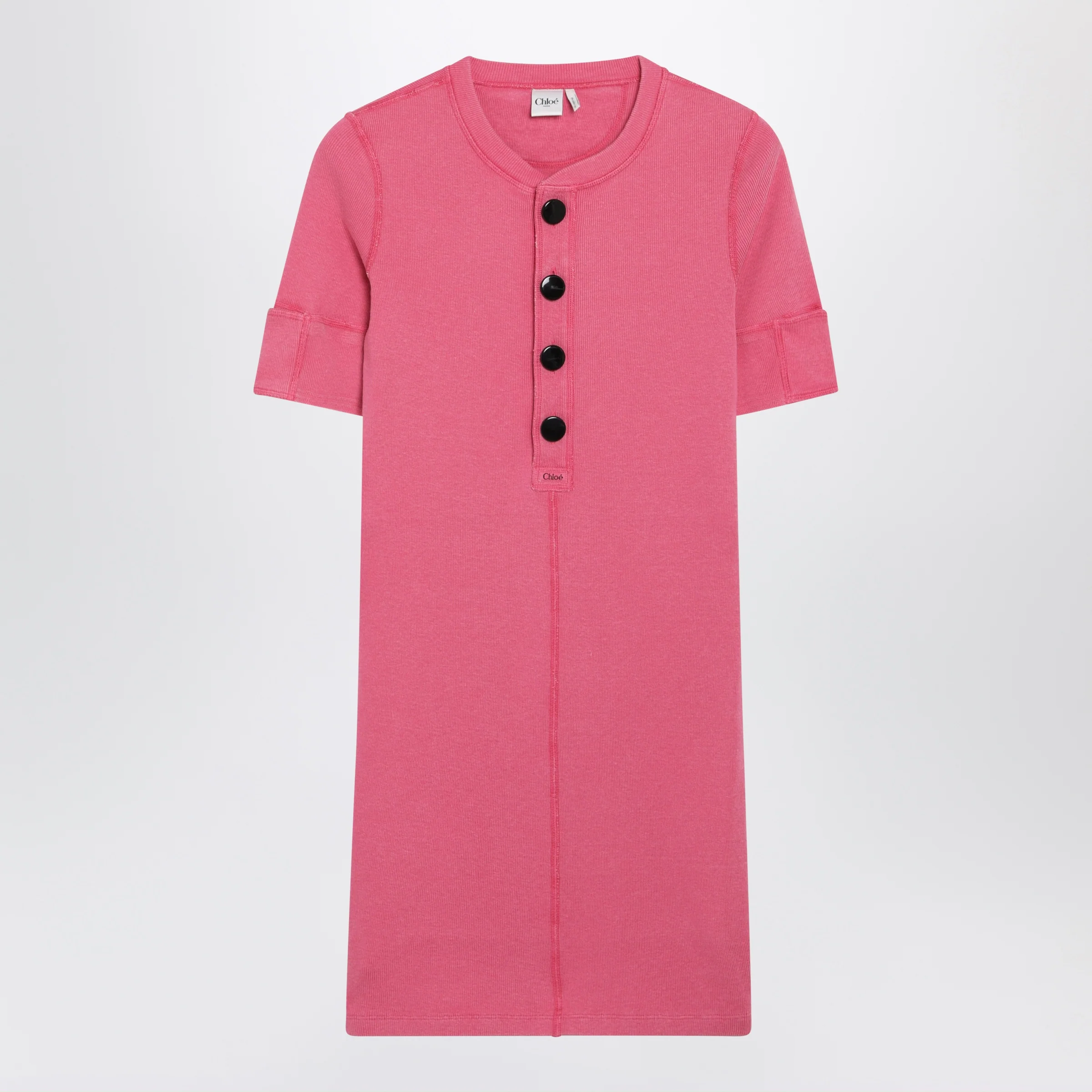Chloé Pink Henley mini dress in cotton jersey