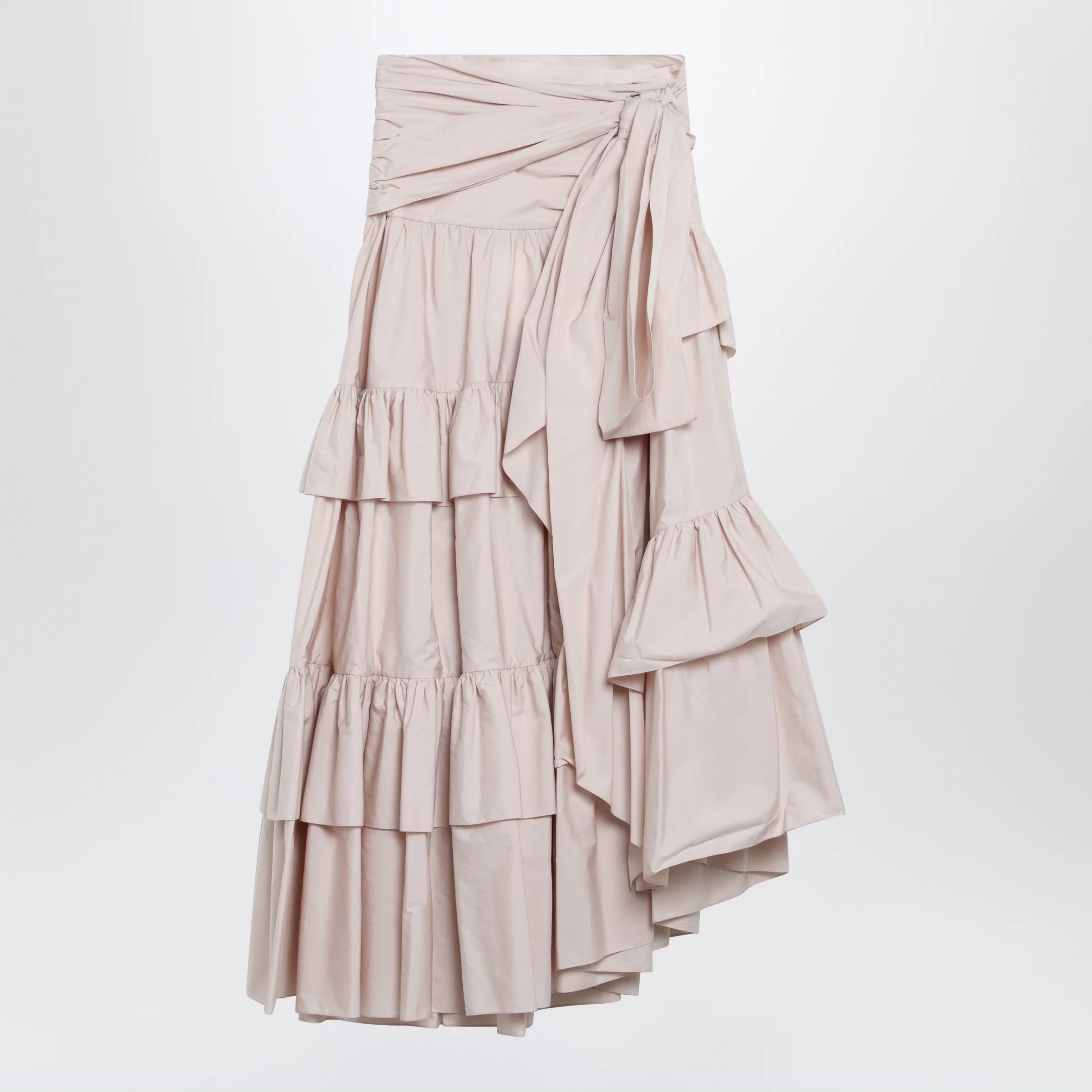 Chloé Long ruffled cotton poplin skirt in pink