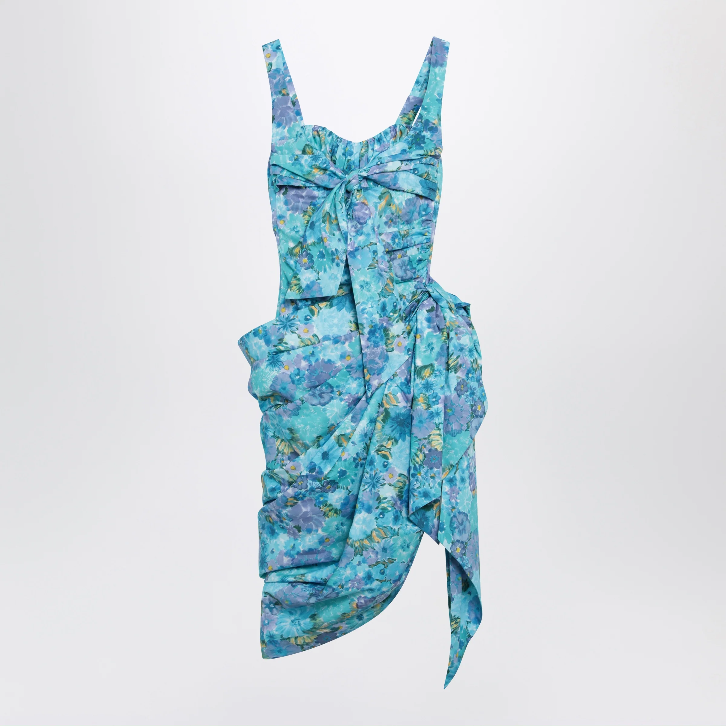 Chloé Sleeveless wrap bustier midi dress in cotton poplin