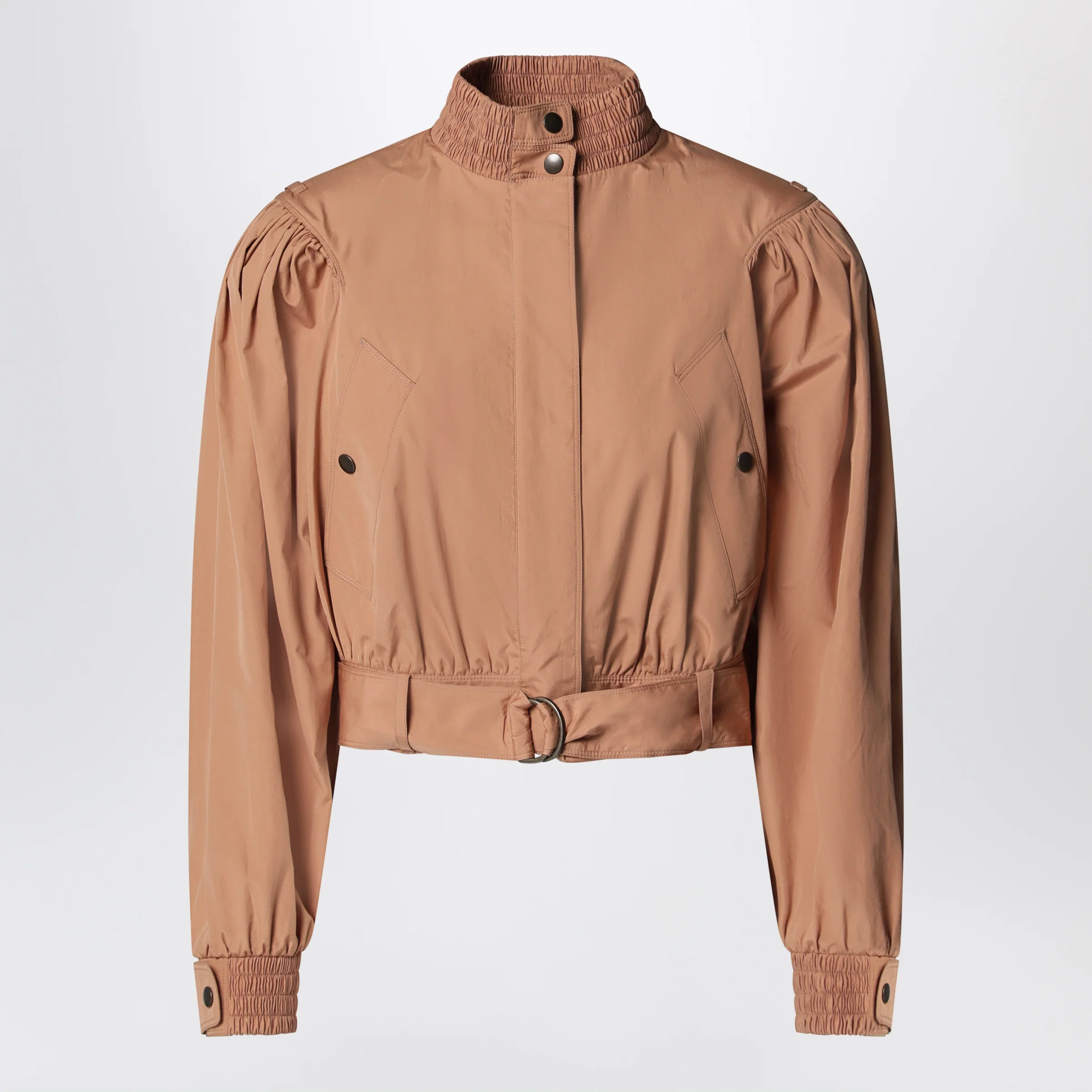 Chloé Ruched short cotton poplin jacket in Reef Shell