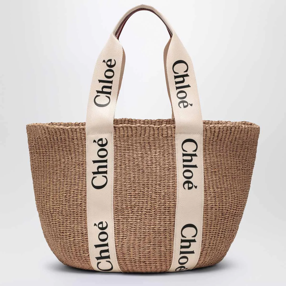 Chloé Woody large basket bag with white ribbon