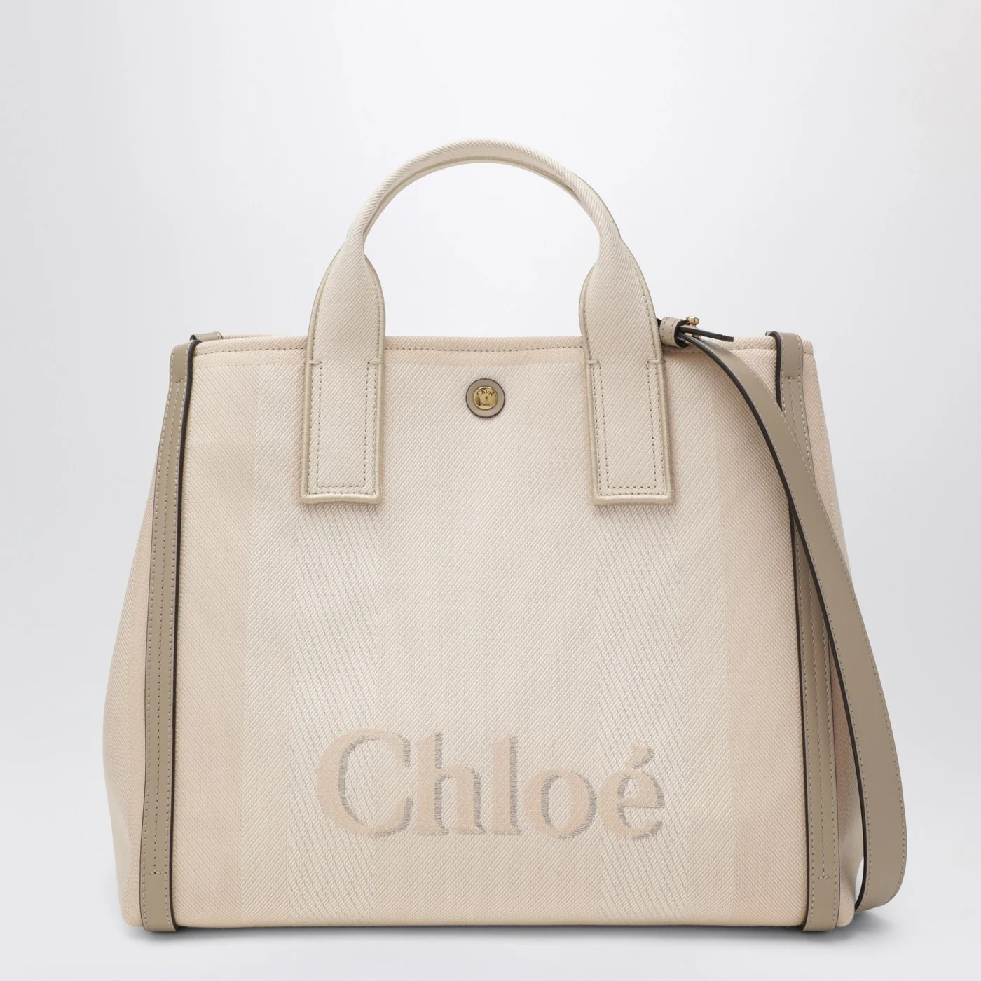 Chloé Carry tote bag in pink beige striped canvas