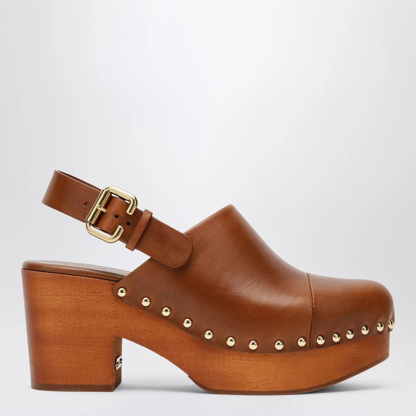 Chloé Brown Jeannette clogs with studs