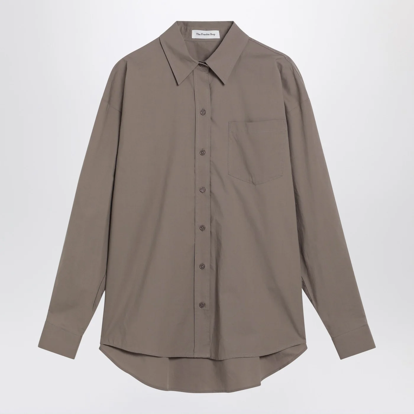 The Frankie Shop Taupe Ornella asymmetric shirt