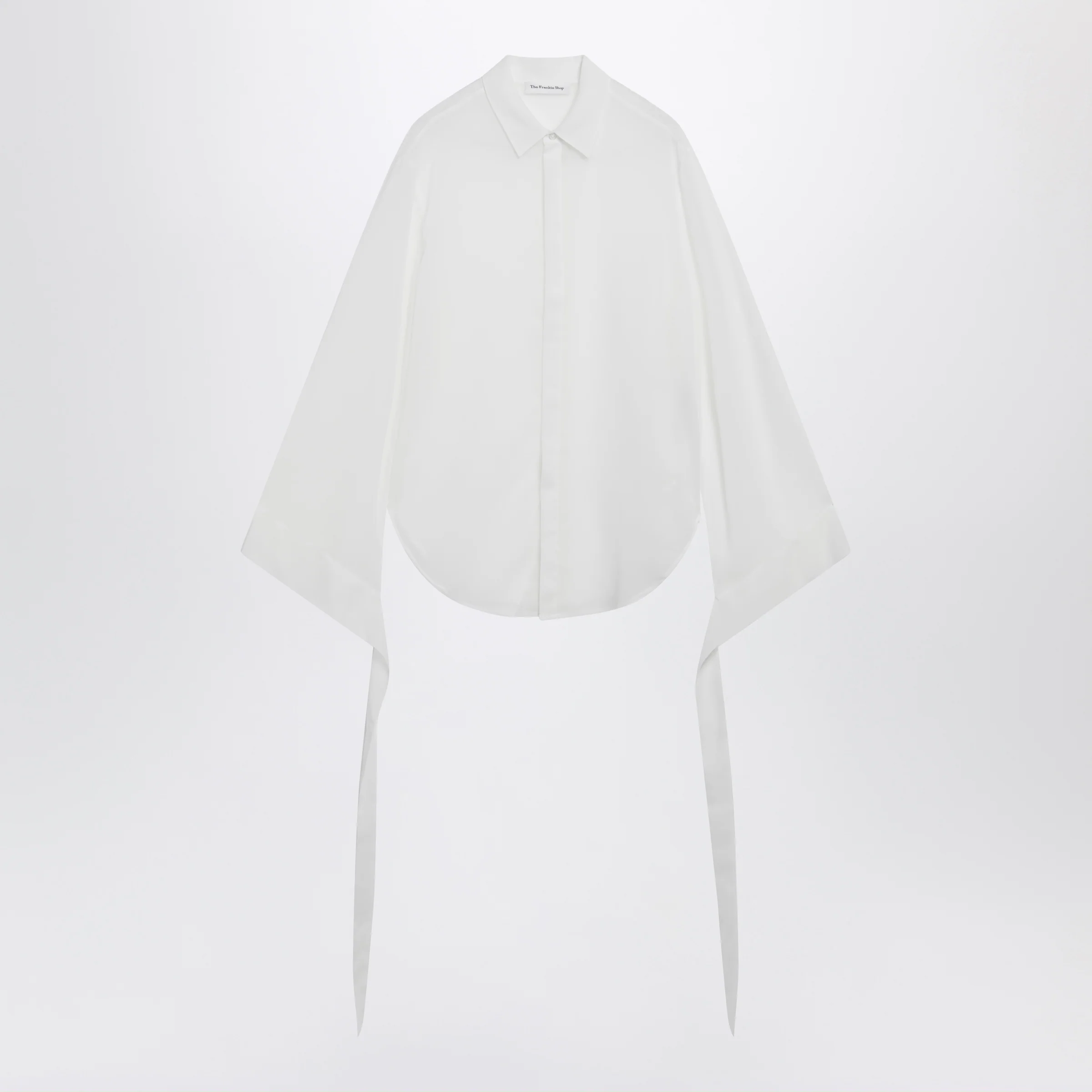 The Frankie Shop Verlin sheer chiffon shirt with tie cuffs in white