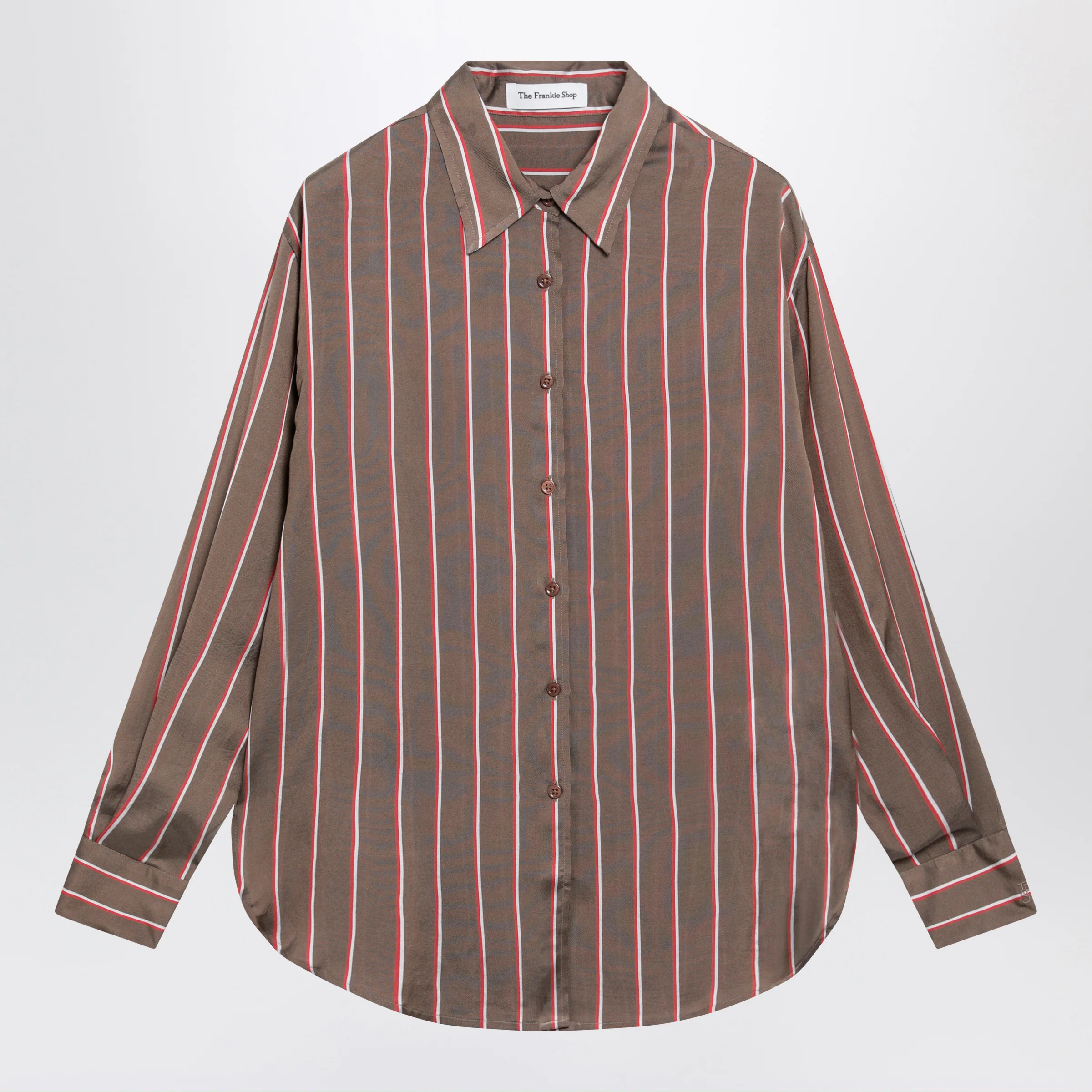 The Frankie Shop Brown striped viscose and silk shirt