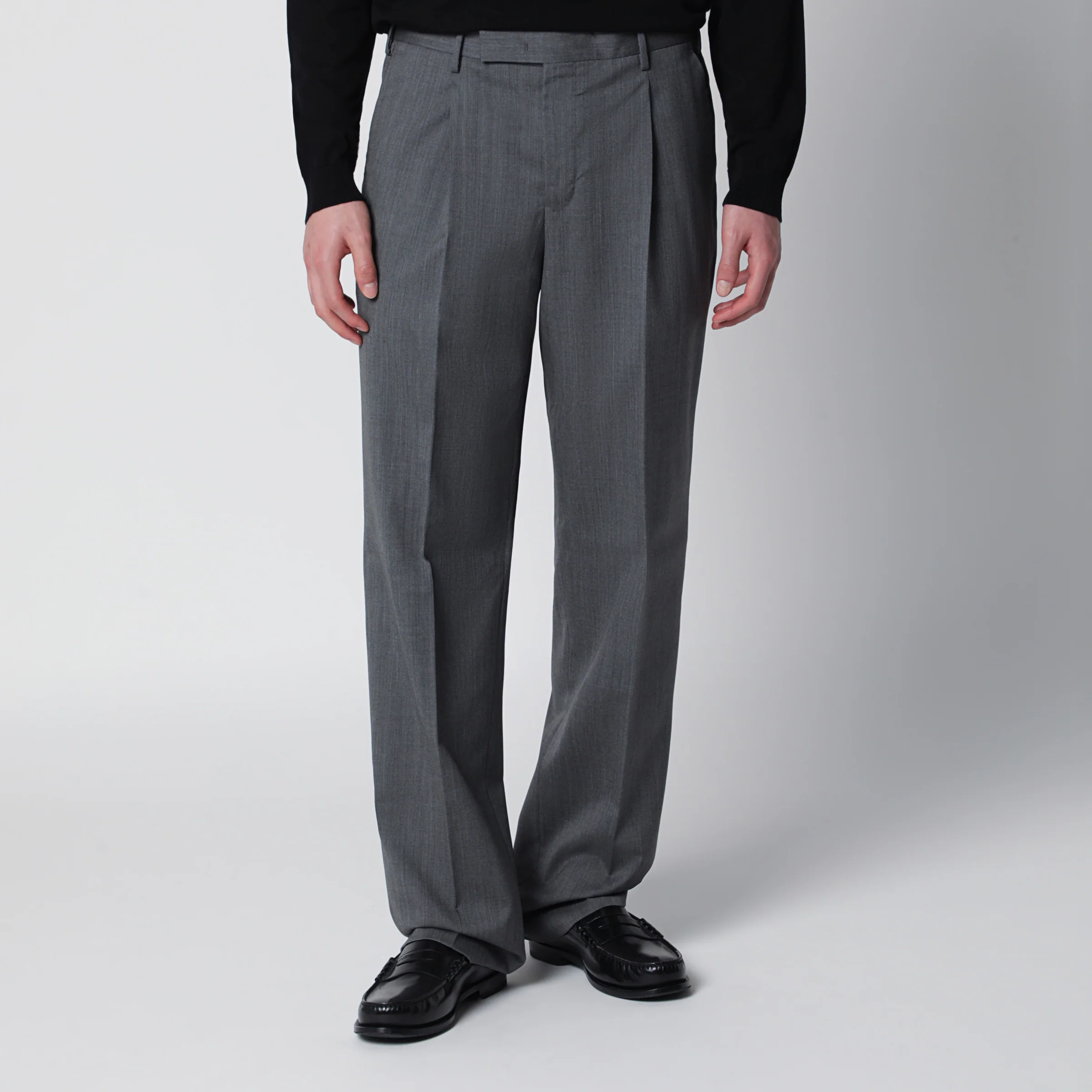 PT Torino Grey Pants in Virgin Wool