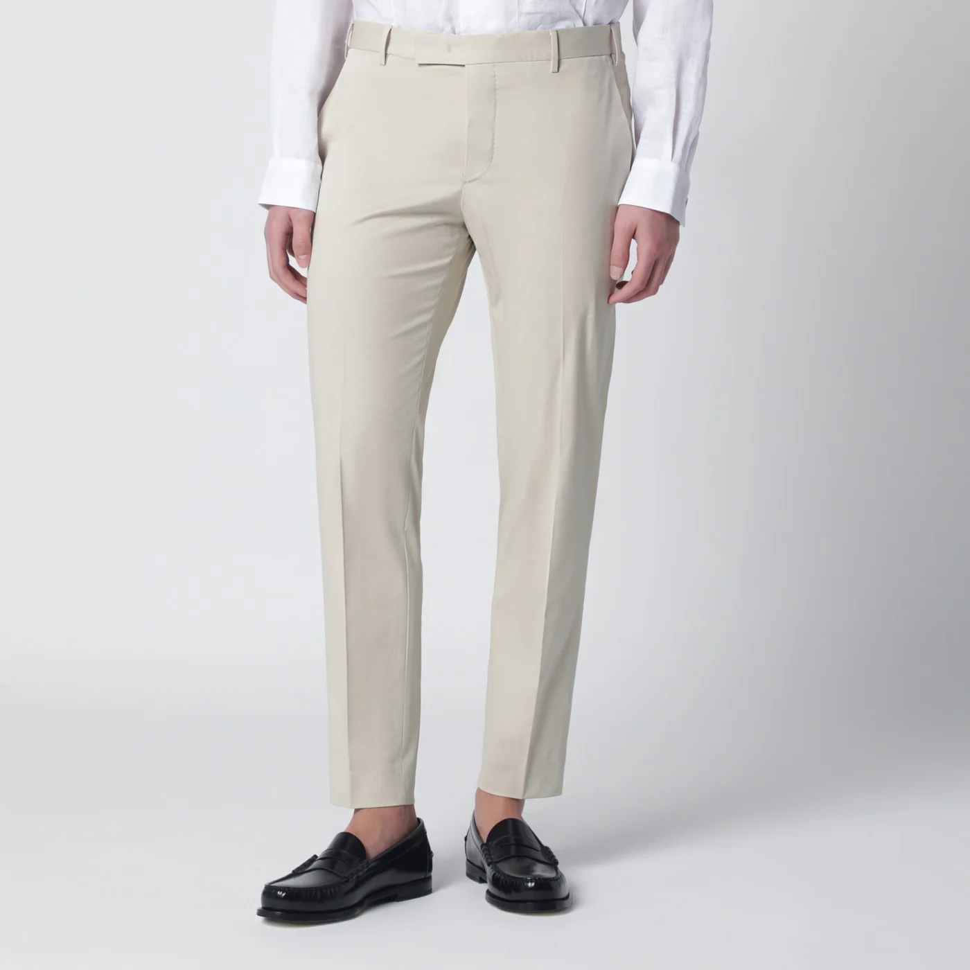 PT Torino Beige slim-fit cotton-blend trousers