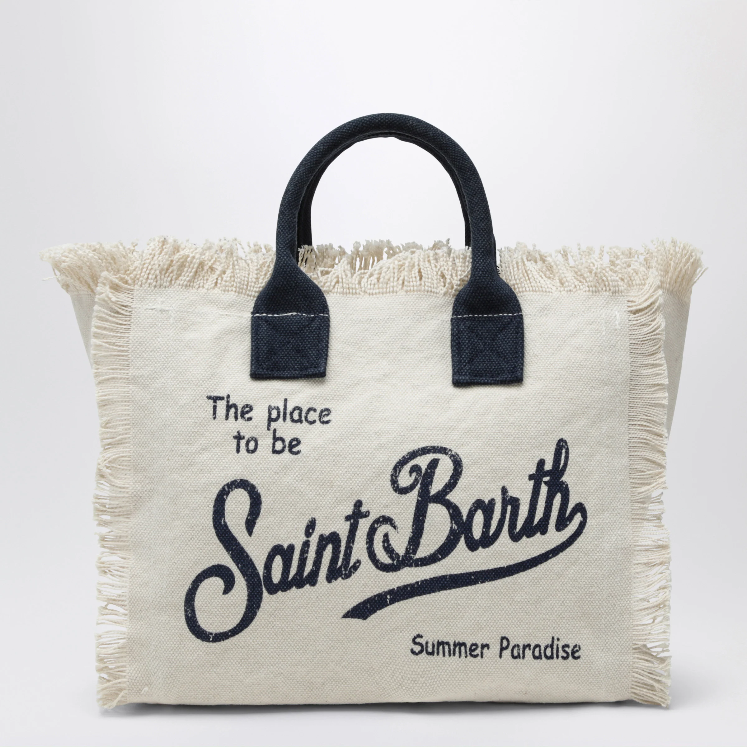MC2 Saint Barth White/blue Colette cotton bag