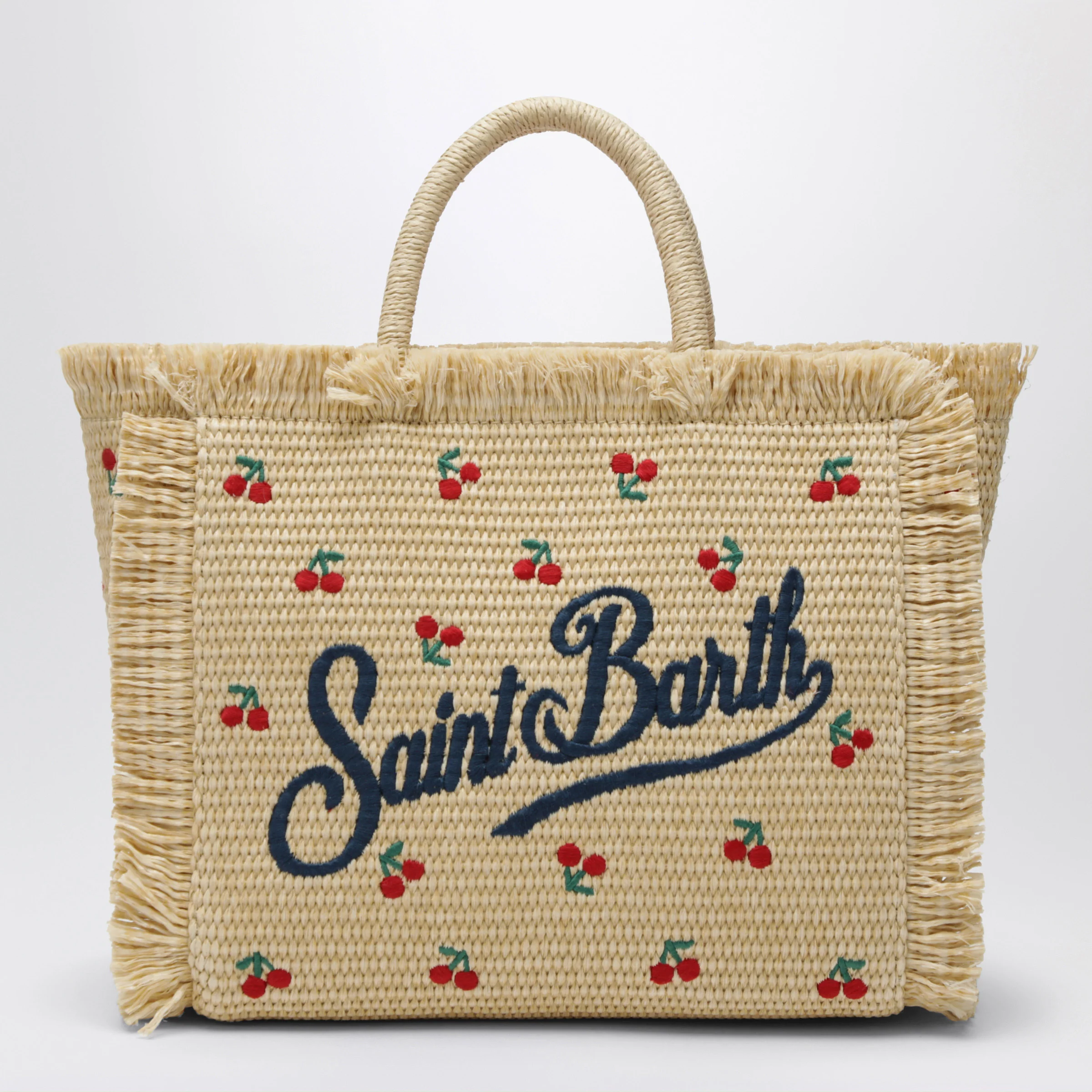 MC2 Saint Barth Colette bag in straw-effect fabric with cherries