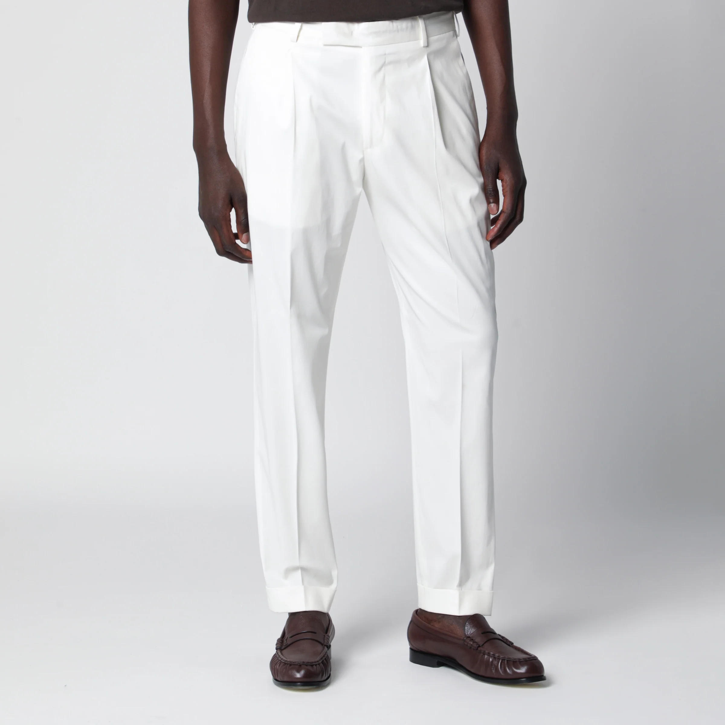 PT Torino White cotton trousers