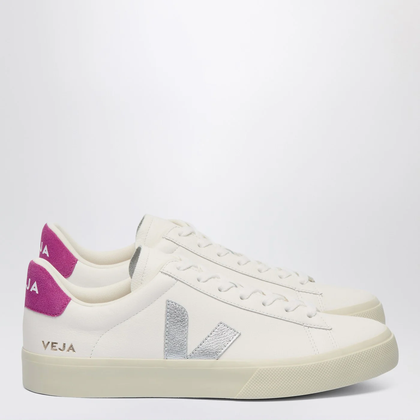 VEJA Campo Sneakers in white, silver and purple leather