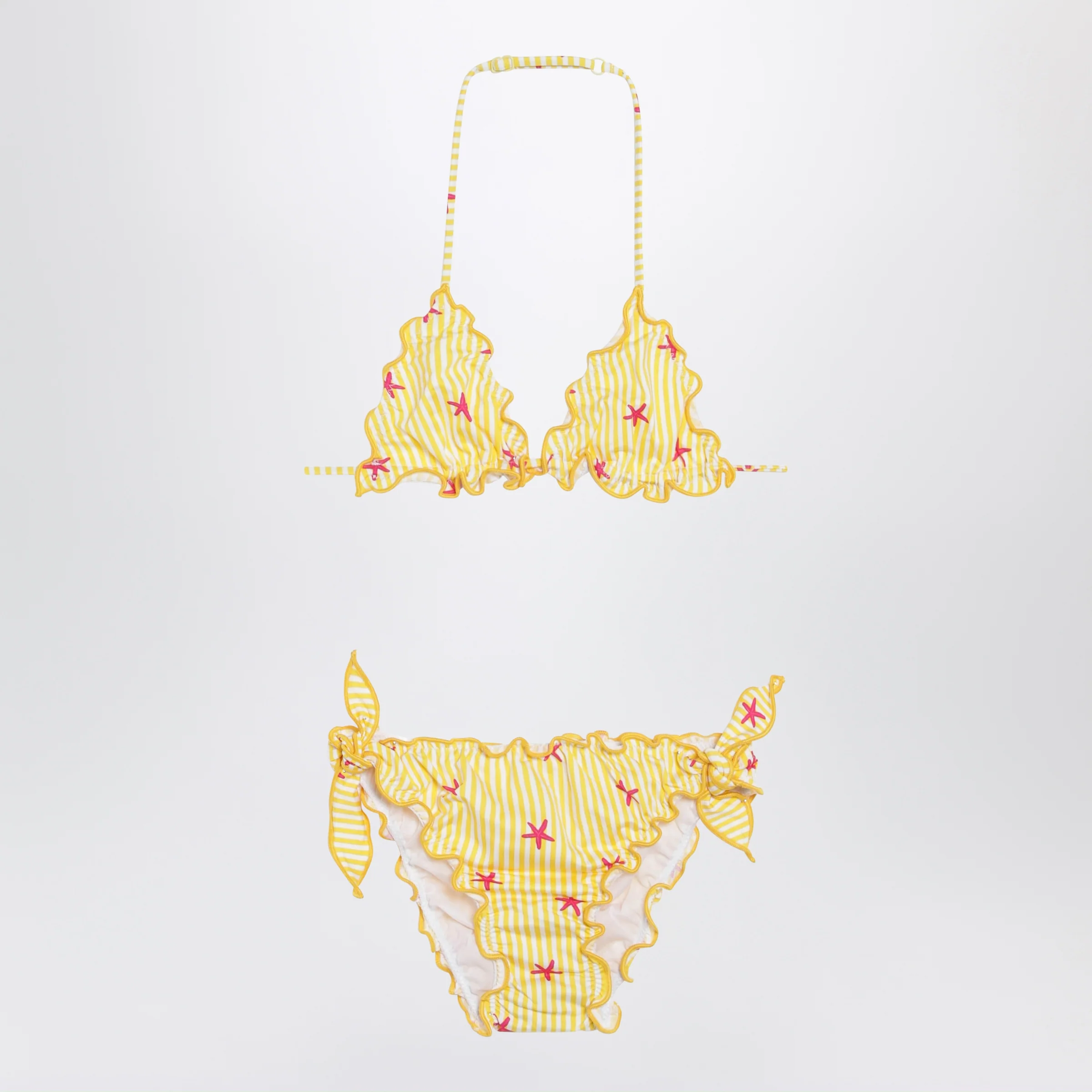 MC2 Saint Barth Yellow/white striped bikini with starfish