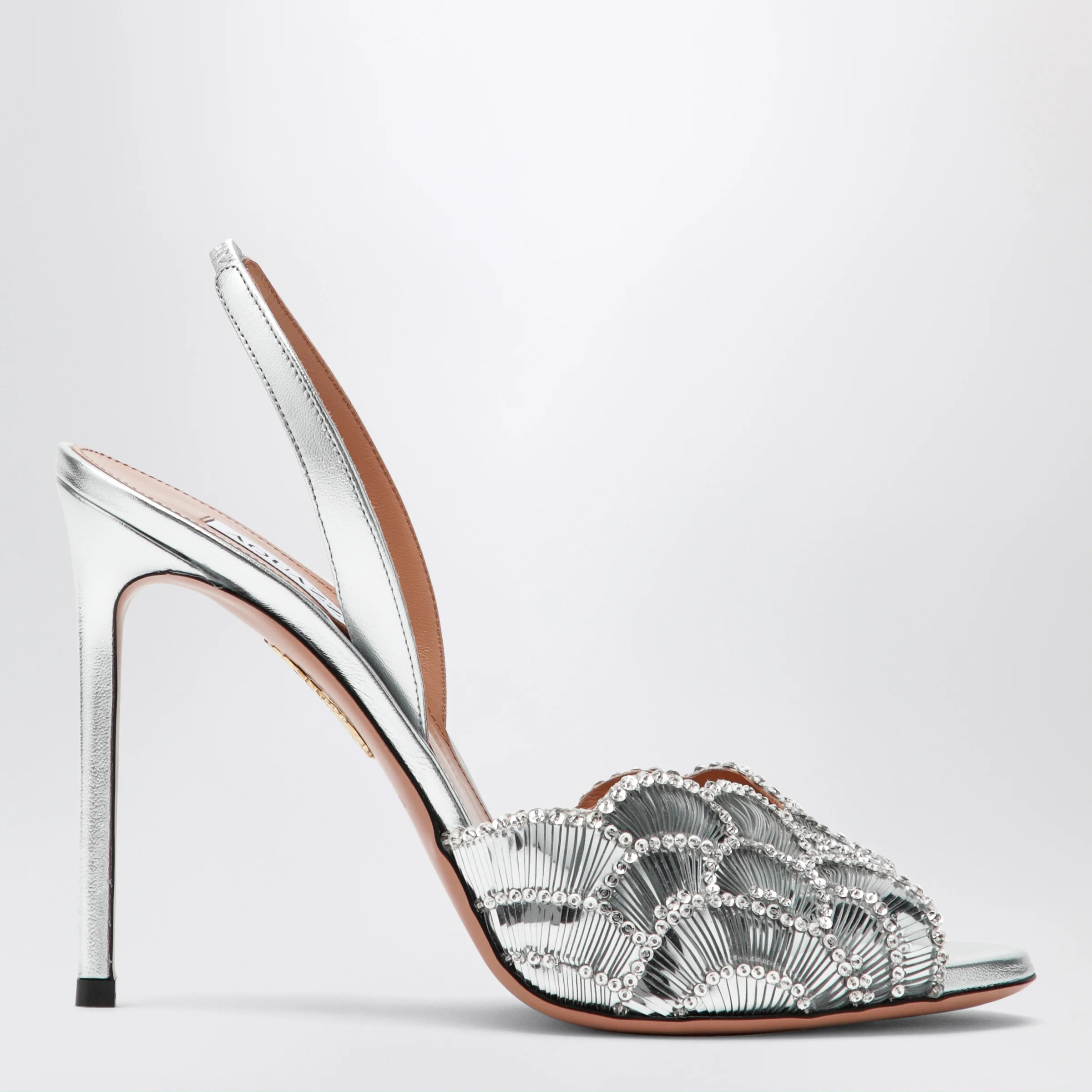 Aquazzura Ce Soir silver sandals in nappa leather