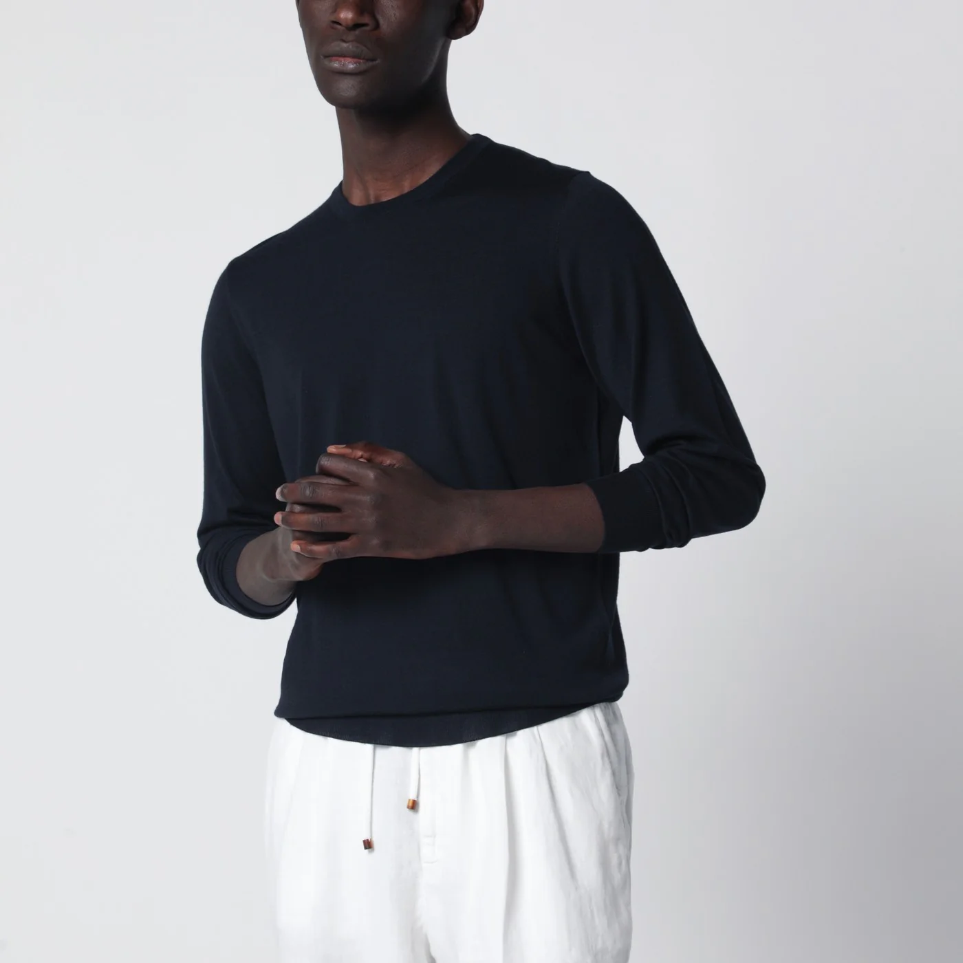 Drumohr Navy blue wool crew-neck sweater