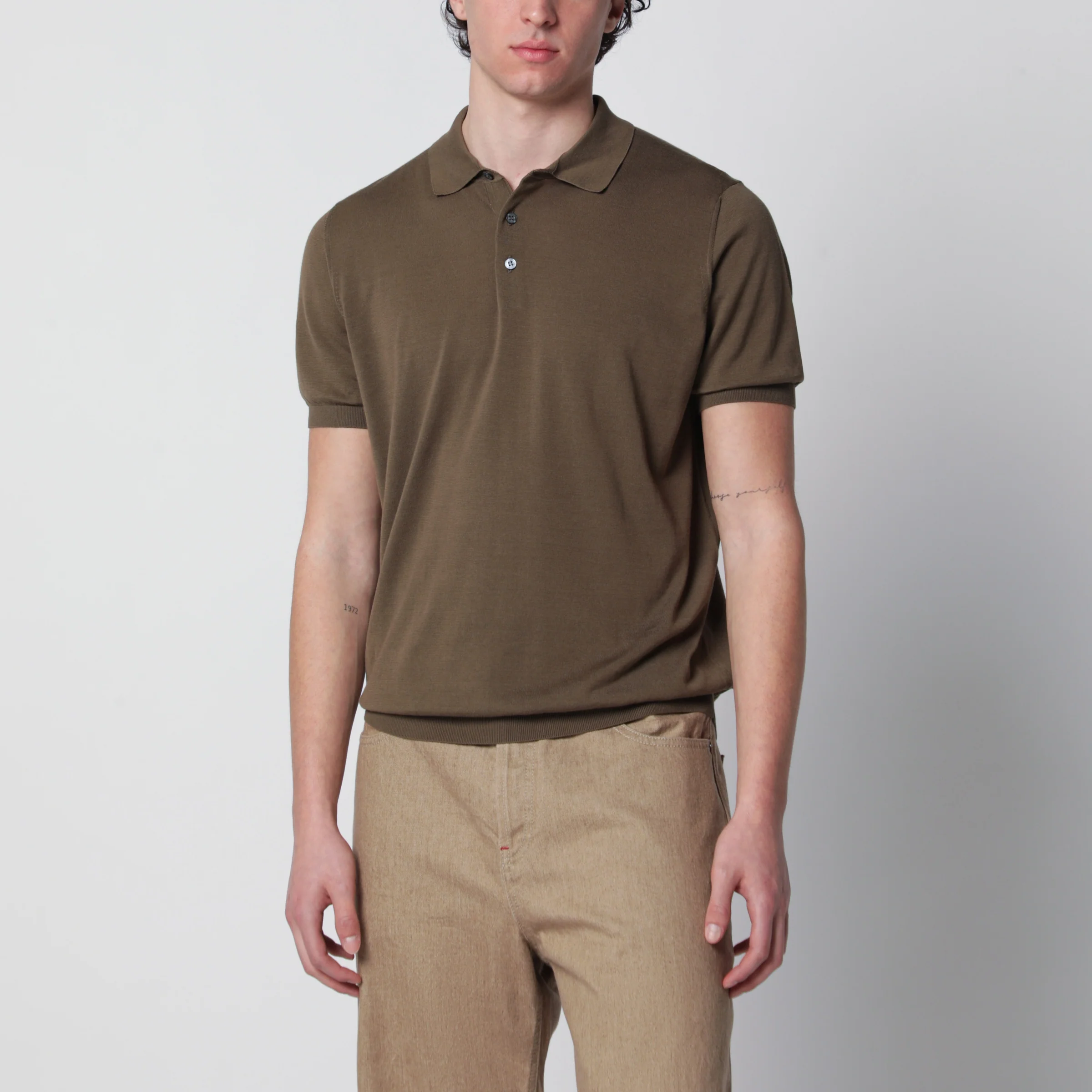 Drumohr Military green cotton polo shirt