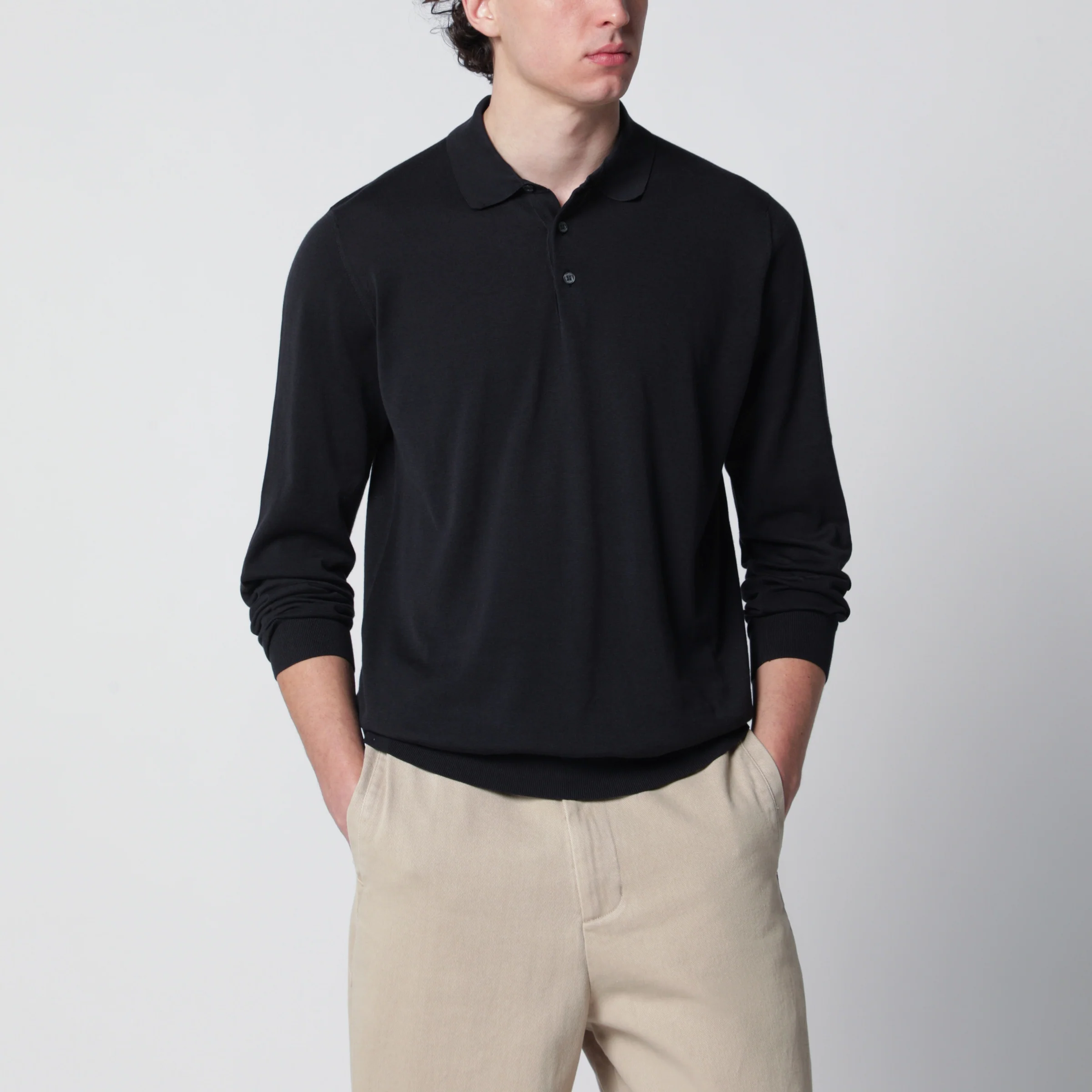 Drumohr Navy blue cotton polo shirt