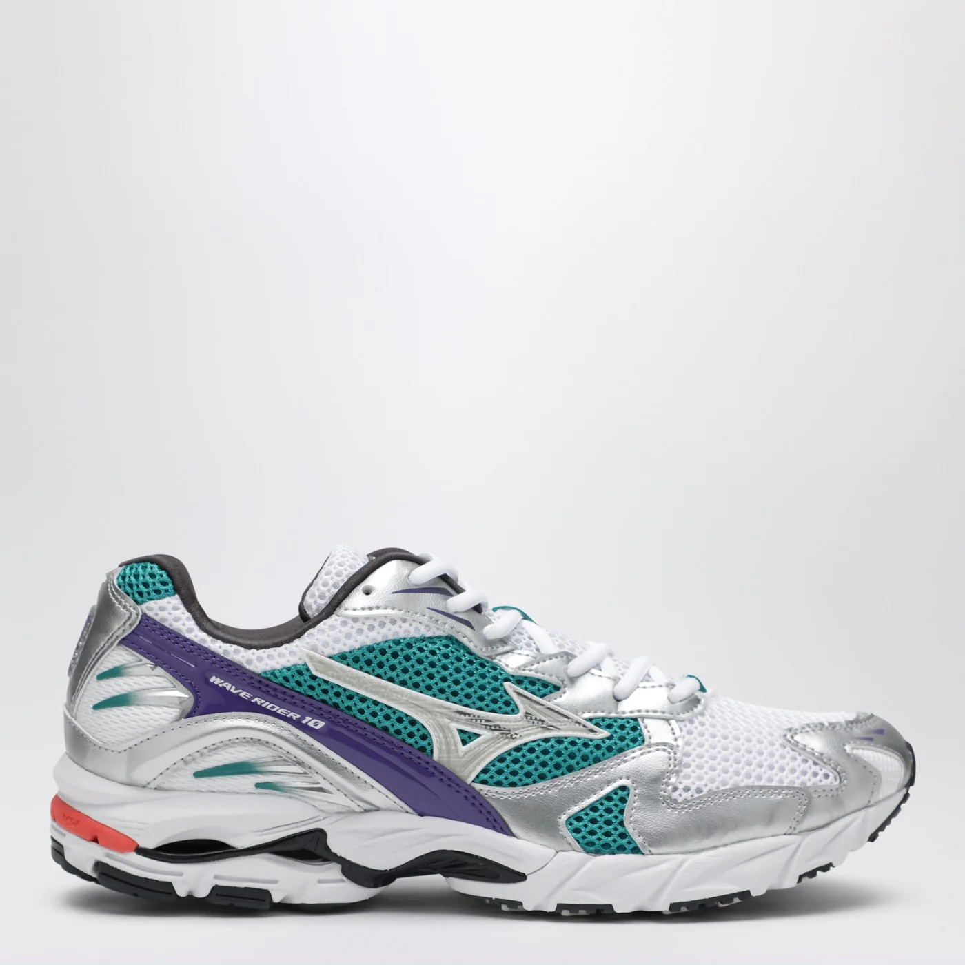 Mizuno SLWave Rider 10 sneakers White/Silver/Teal Blue
