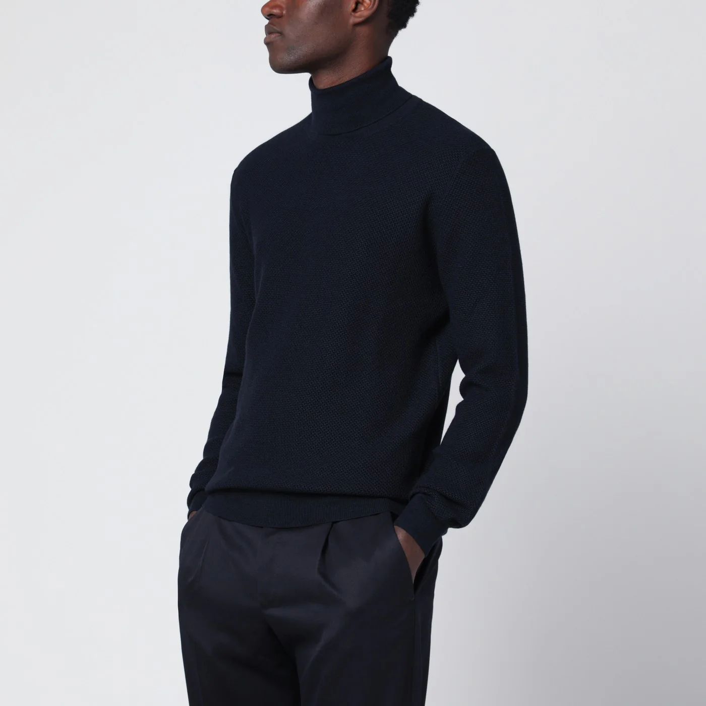 Tagliatore Blue wool turtleneck sweater