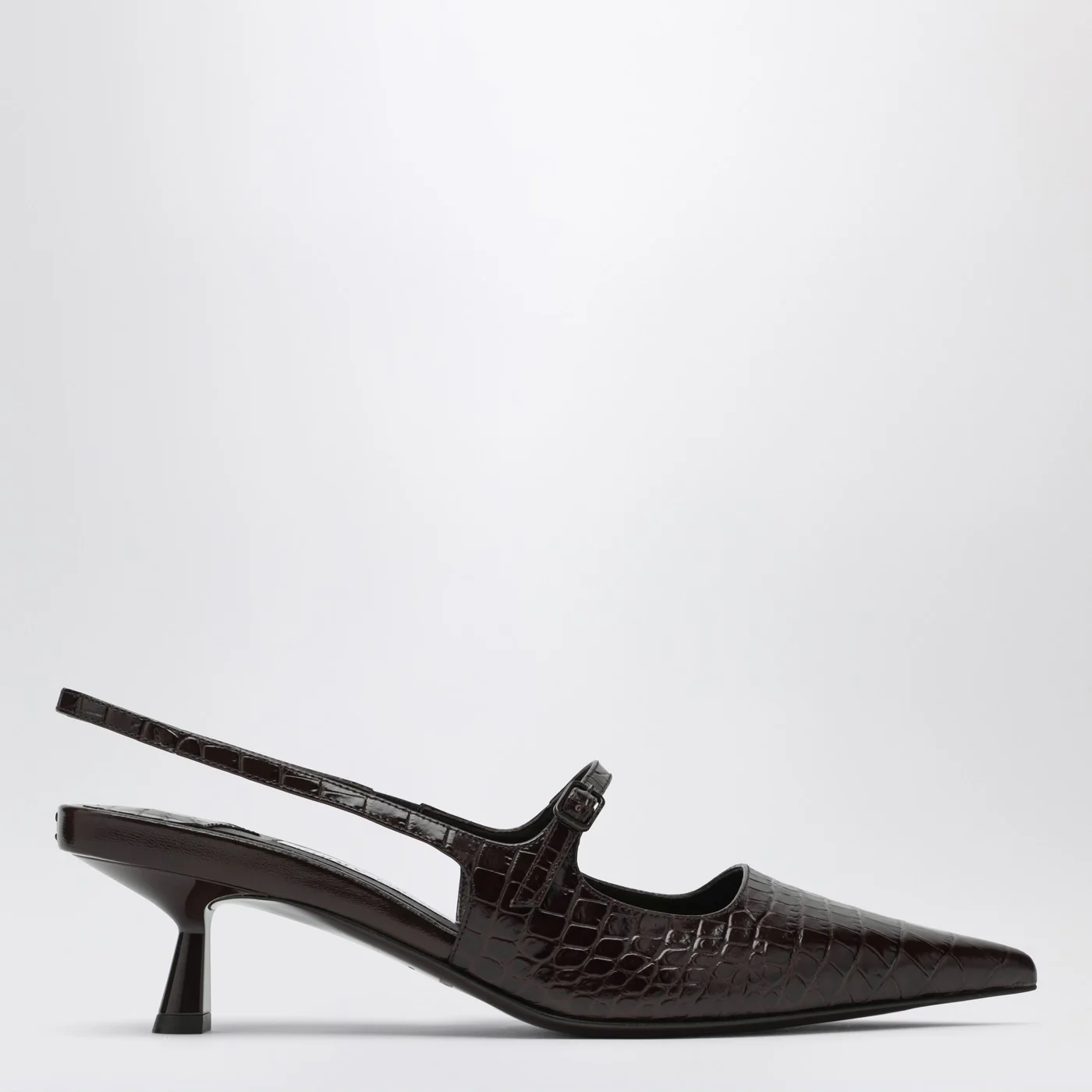 Jimmy Choo Didi 45 brown crocodile effect neckline