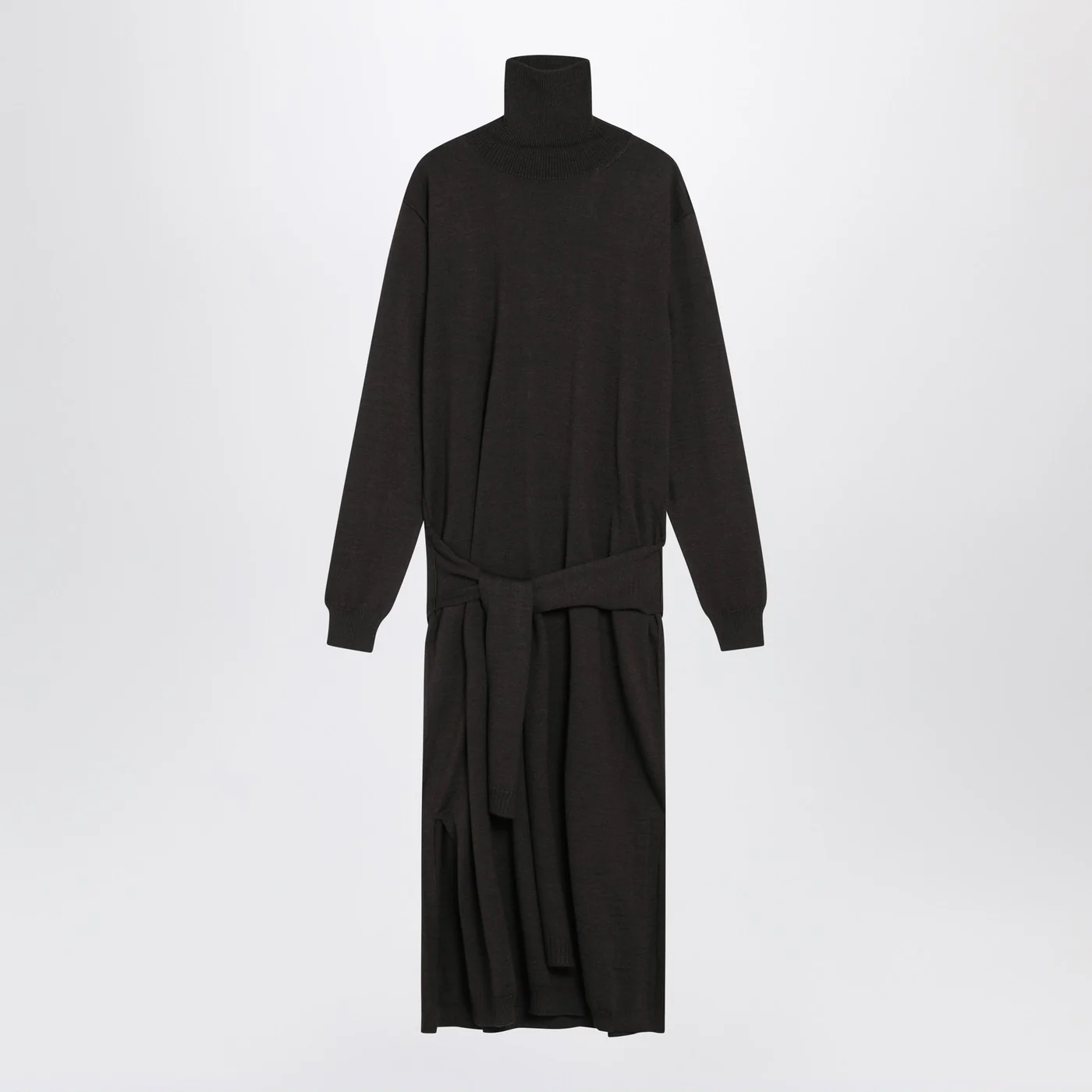 LEMAIRE Brown trompe-l'oeil wool-blend dress