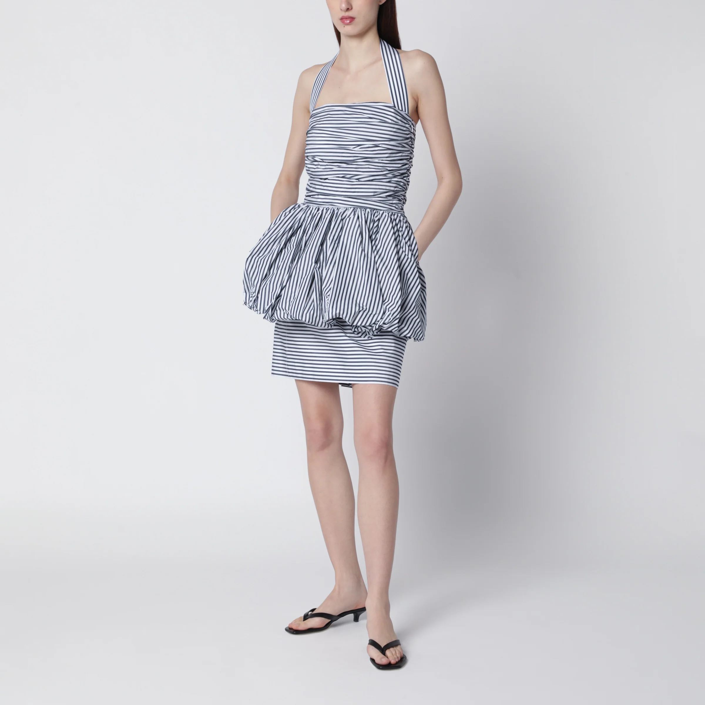 Patou Mini bloomer dress with stripes and open back