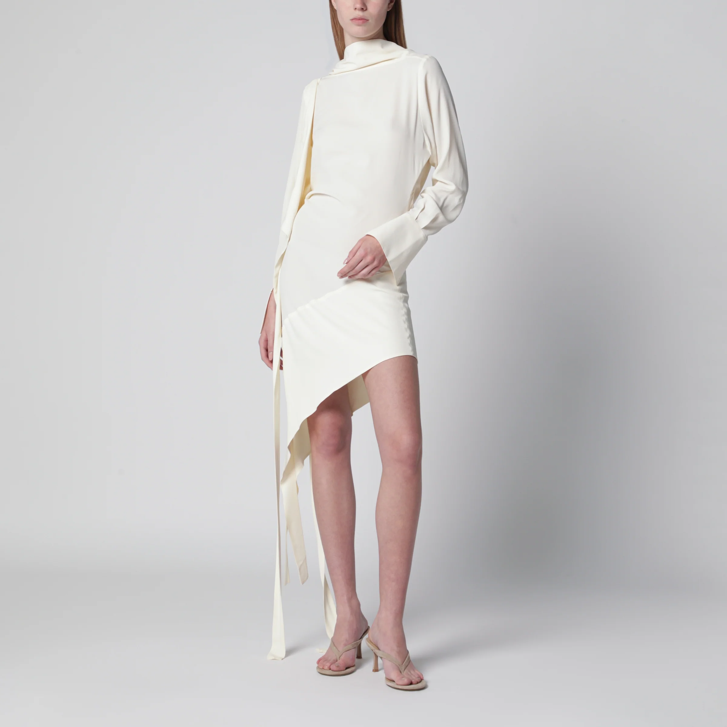 Francesco Murano White asymmetric silk-blend dress
