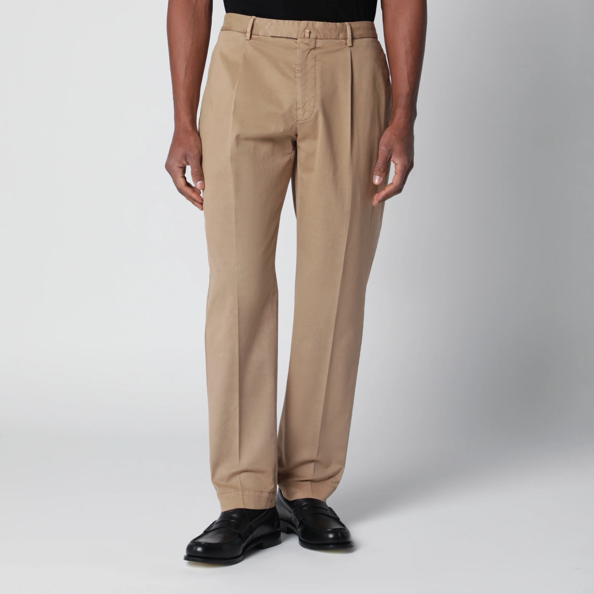 Santaniello Beige trousers in cotton