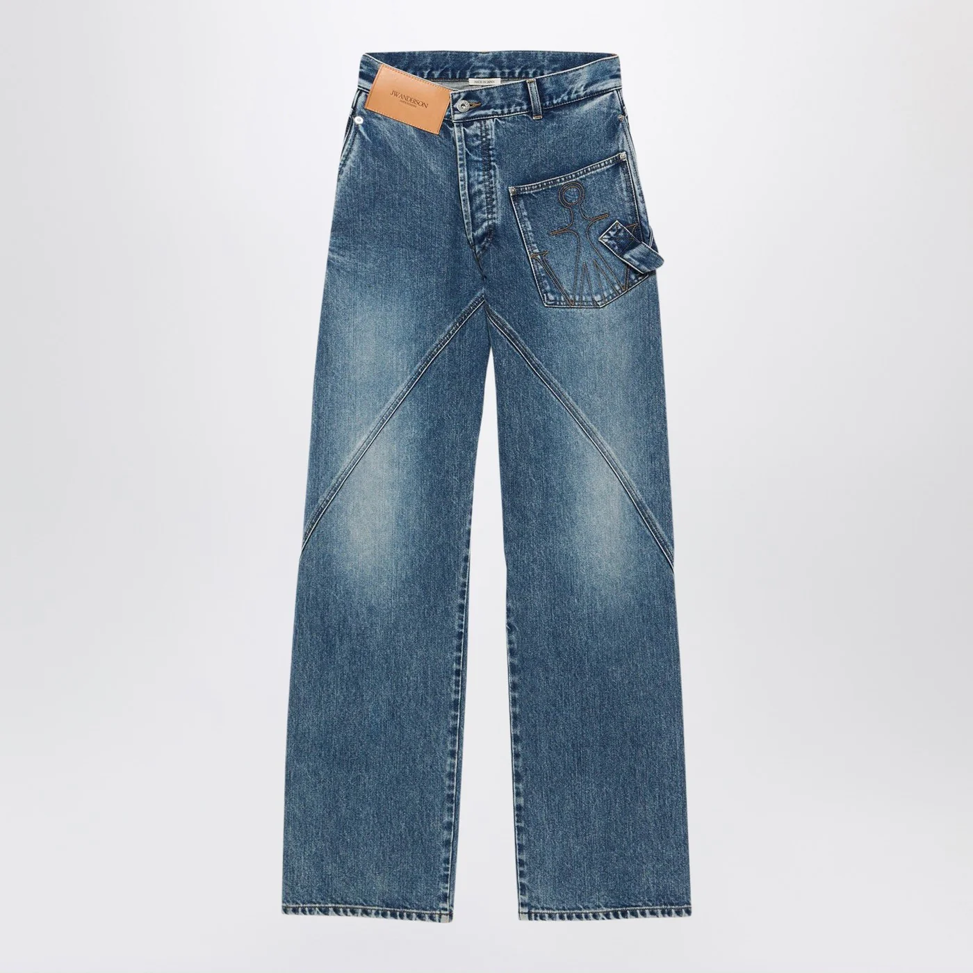 JW Anderson Mid-blue twisted-denim jeans