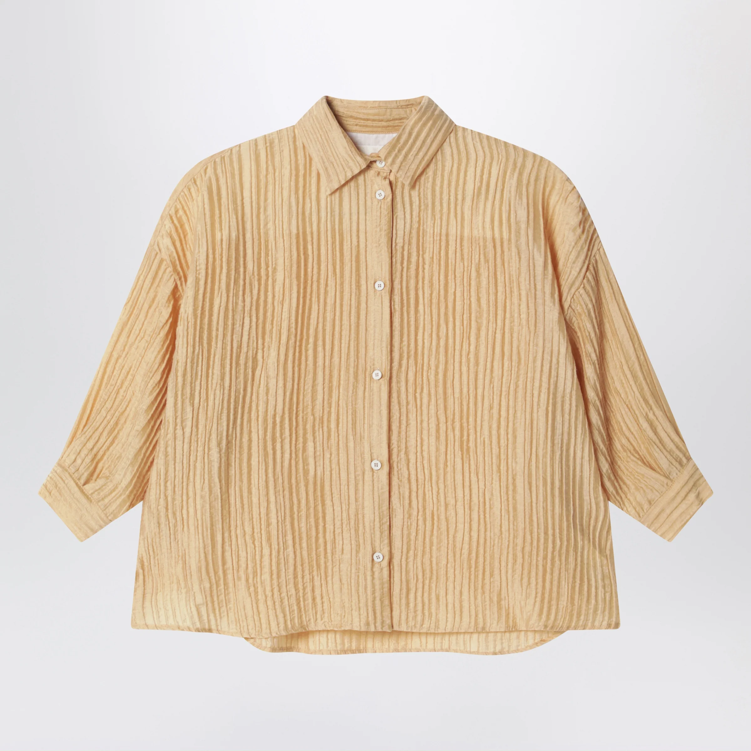 Douuod Ochre yellow shirt with pleats