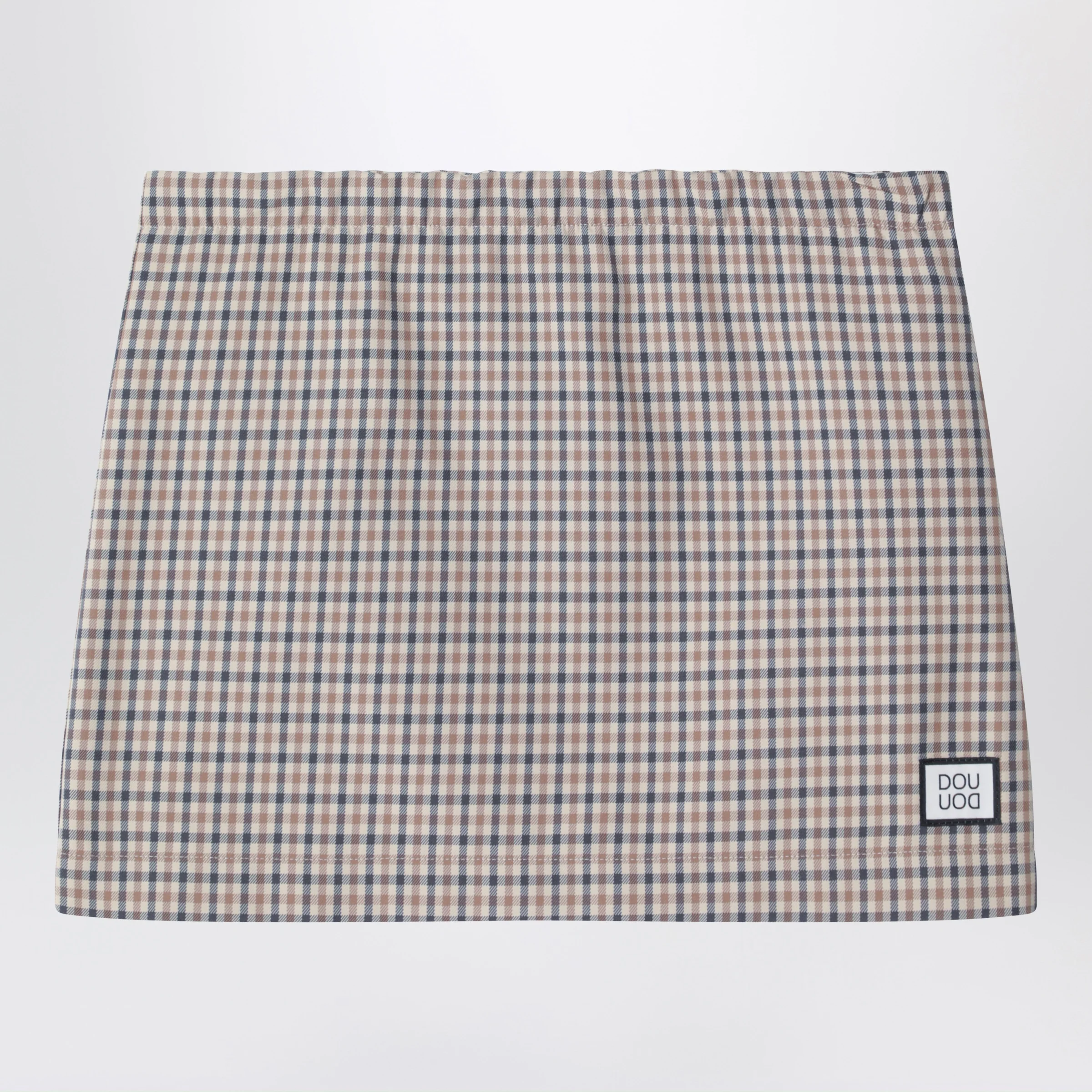 Douuod Betulla beige mini skirt with check pattern