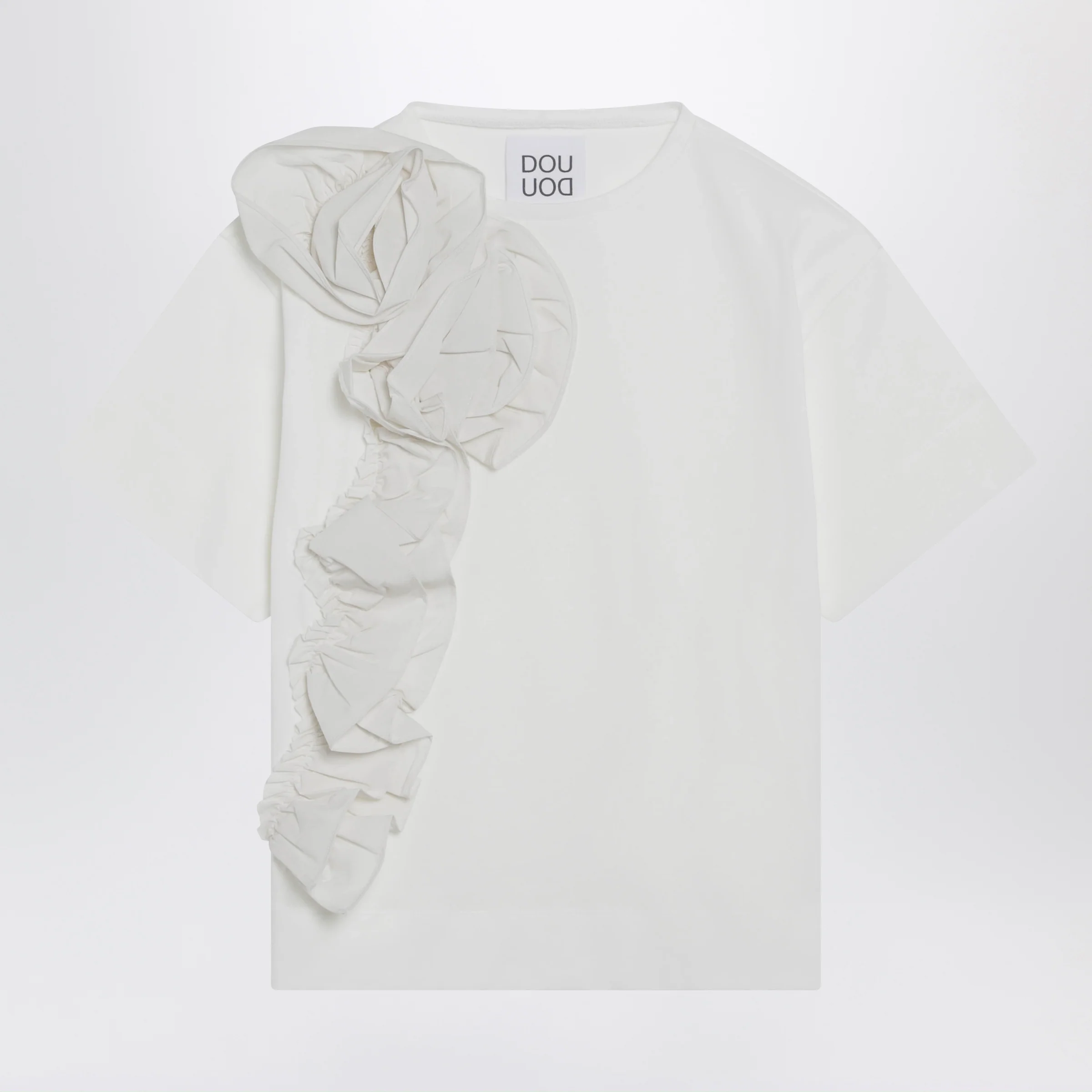 Douuod Ivory T-shirt with floral appliqué