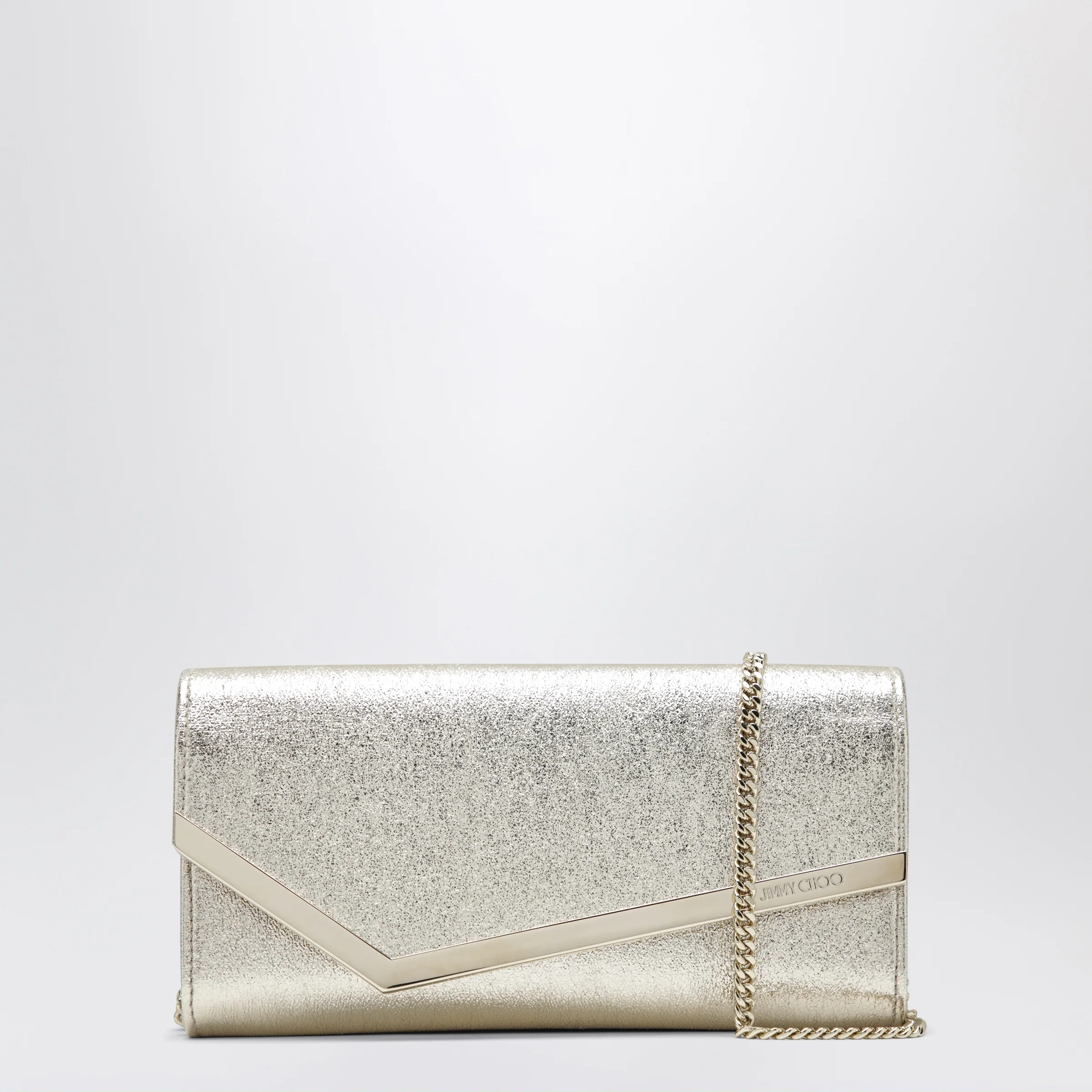 Jimmy Choo Emmie Brilliance fabric clutch in platinum ice