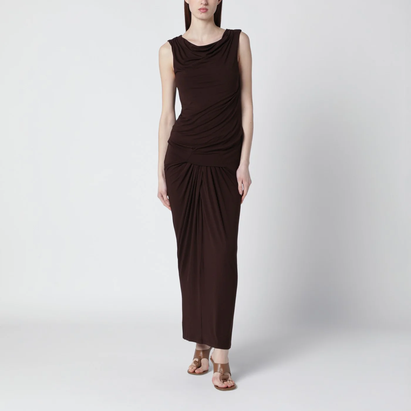 Entire Studios Tobacco-colored dress with draping