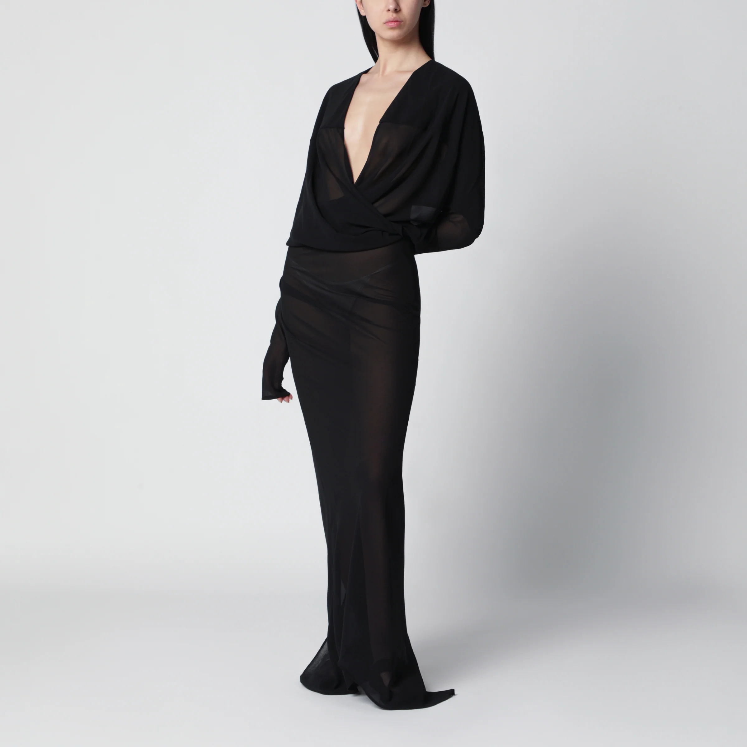 Entire Studios Long semi-sheer black dress