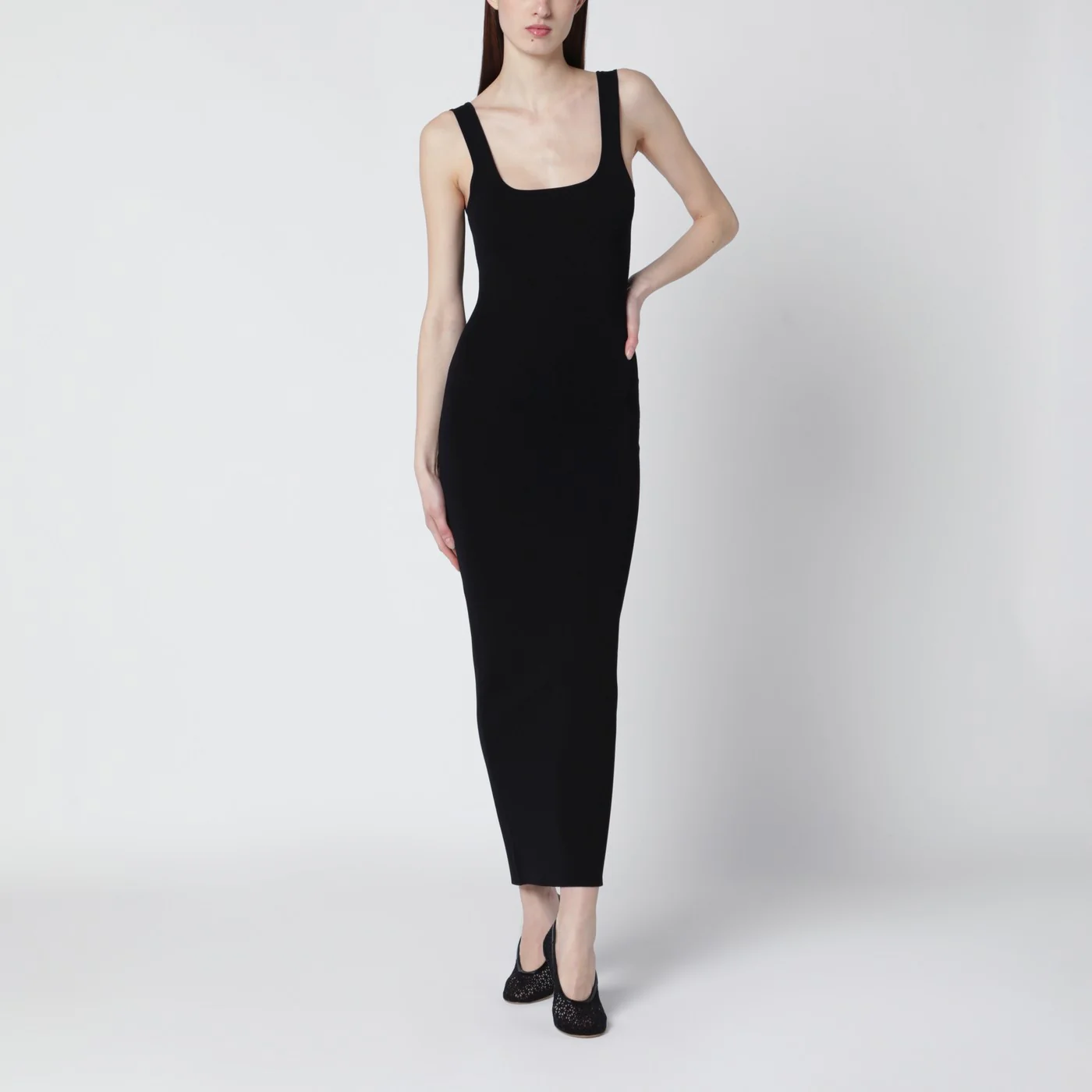 Entire Studios Black fitted dress in viscose jersey