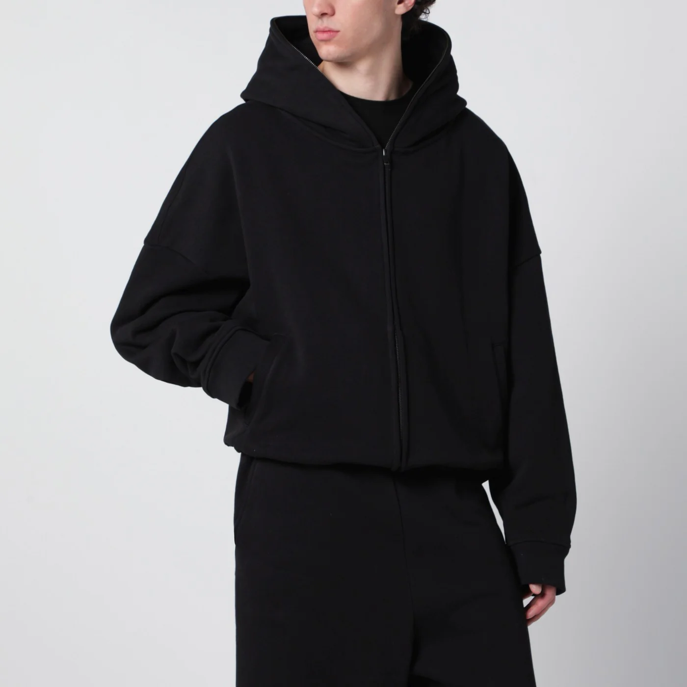 Entire Studios Black cotton zip-up hoodie