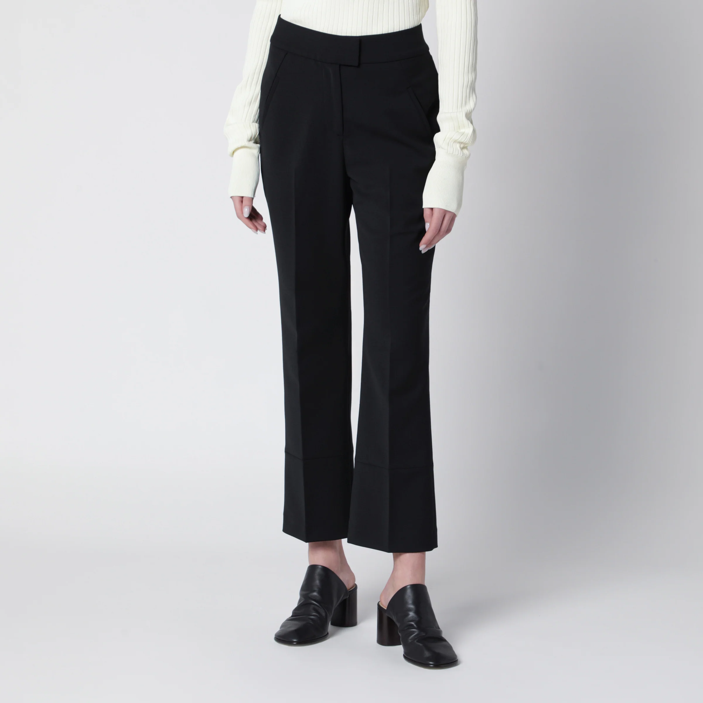 Entire Studios Black wool-blend flared cropped trousers