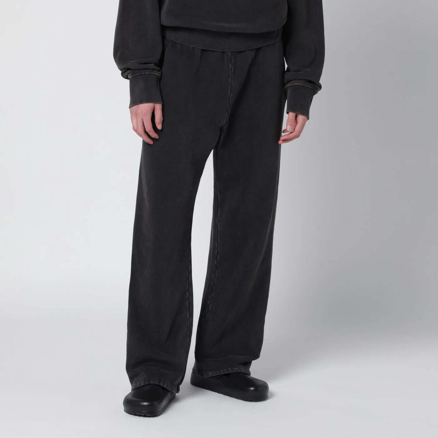 Entire Studios Washed black cotton jogging trousers