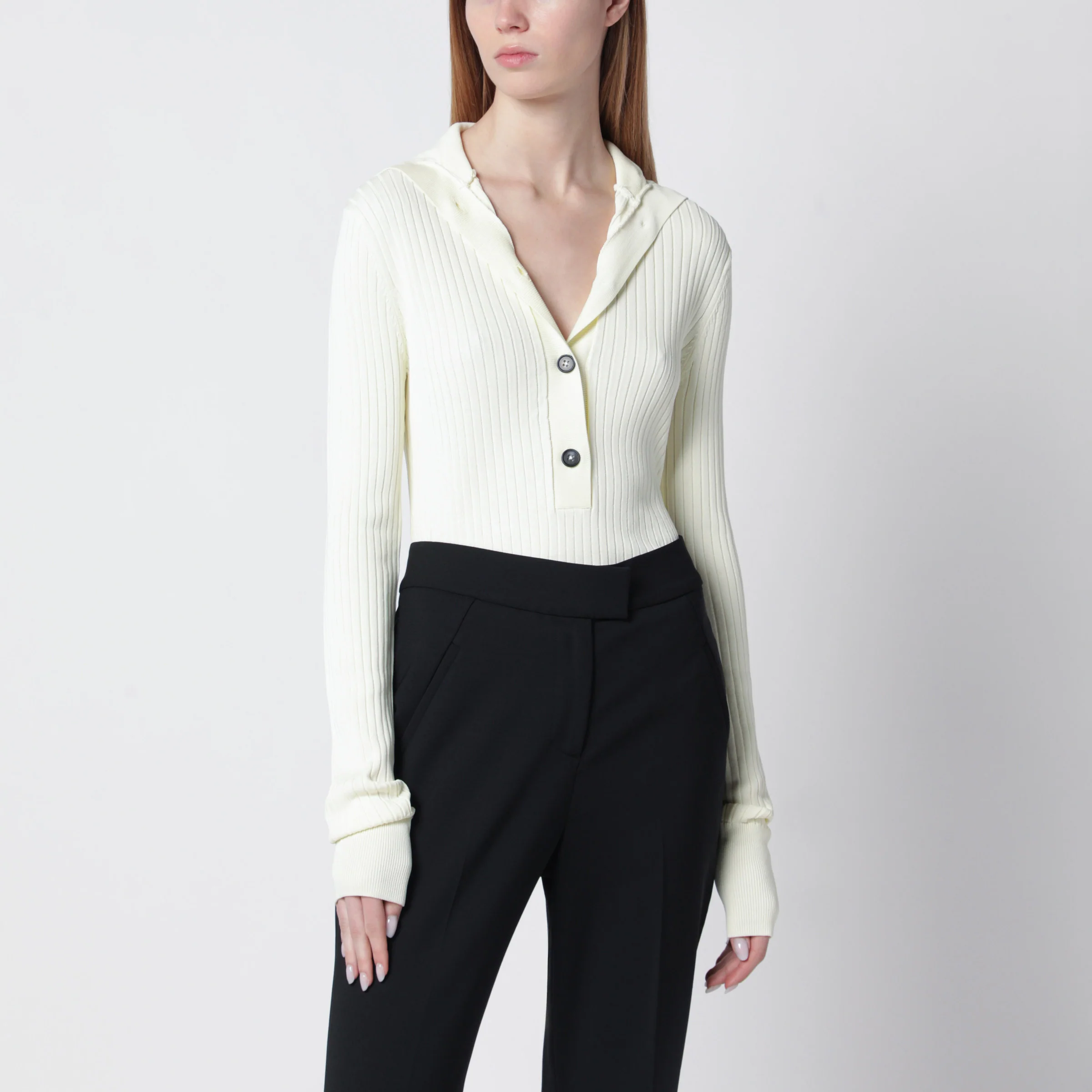 Entire Studios White high-neck Henley top