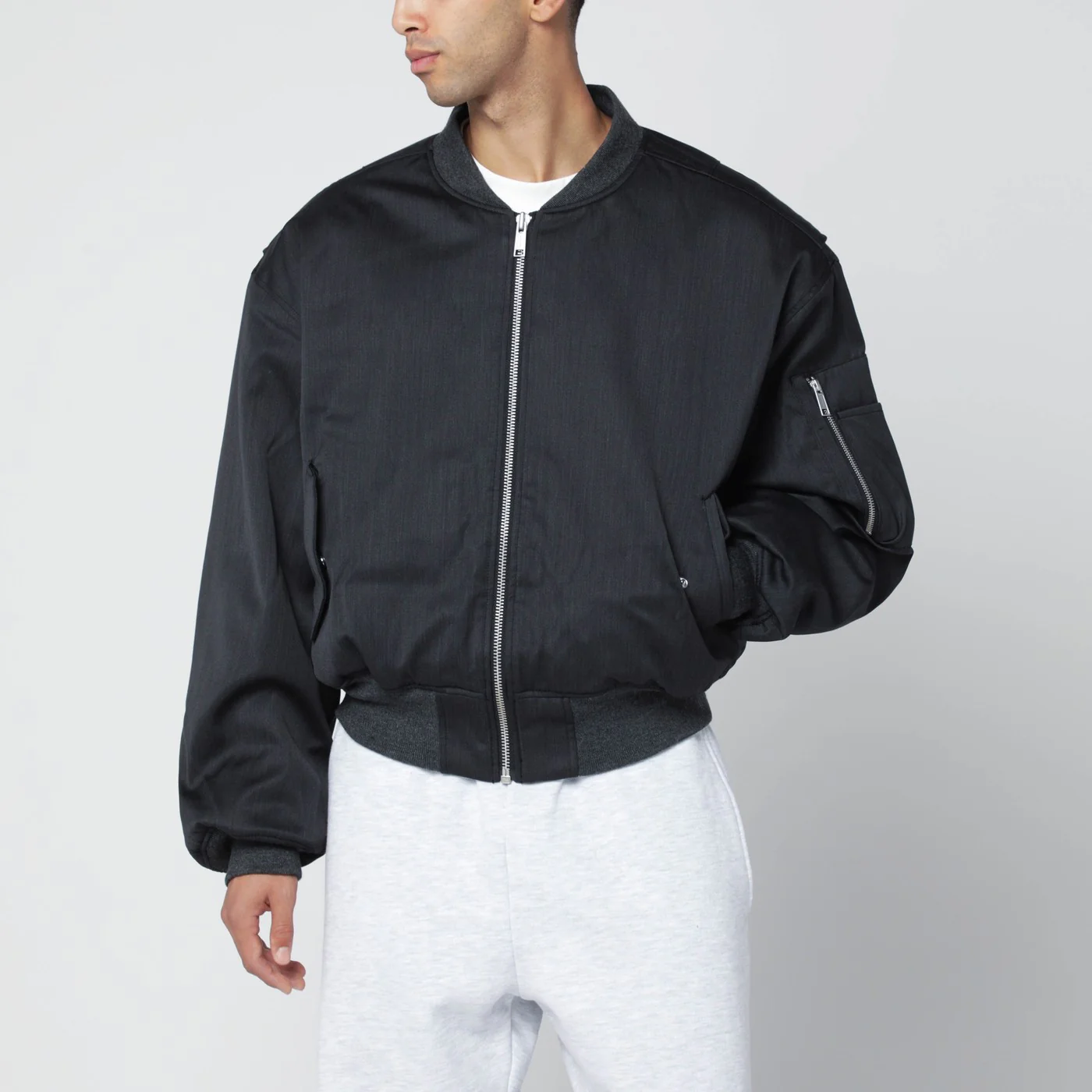 Entire Studios Grey wool-blend bomber jacket with zip