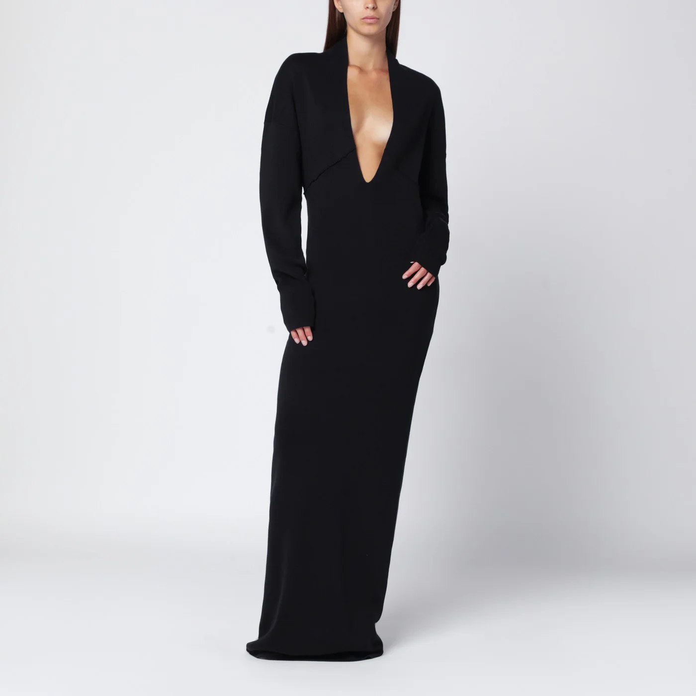 Entire Studios Black long dress with wide neckline