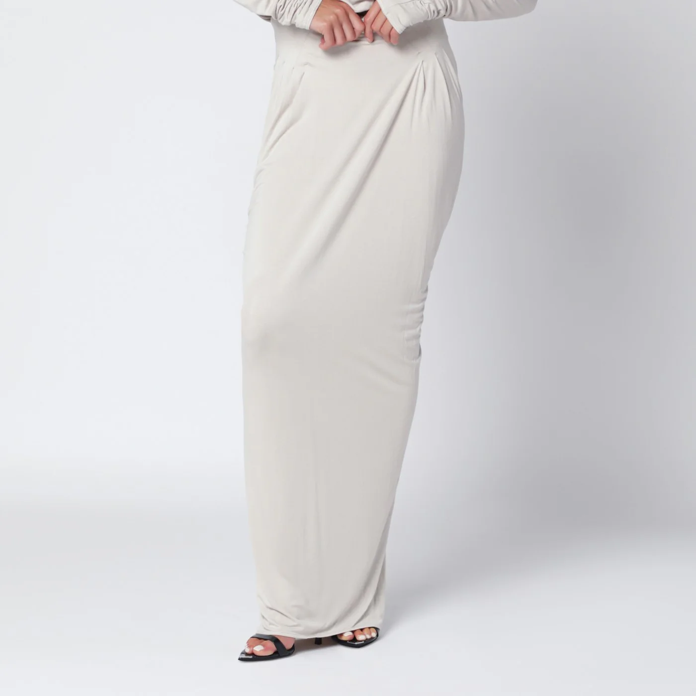 Entire Studios Ivory draped long skirt